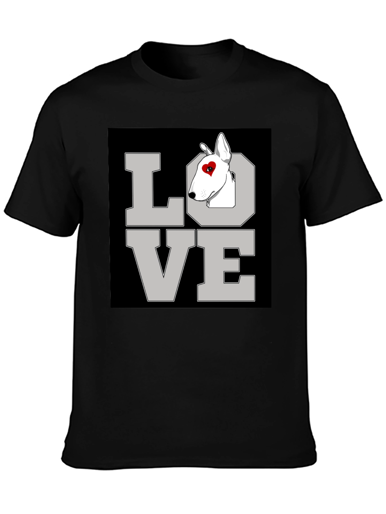 Love Bull Terrier Graphic T-Shirt Black