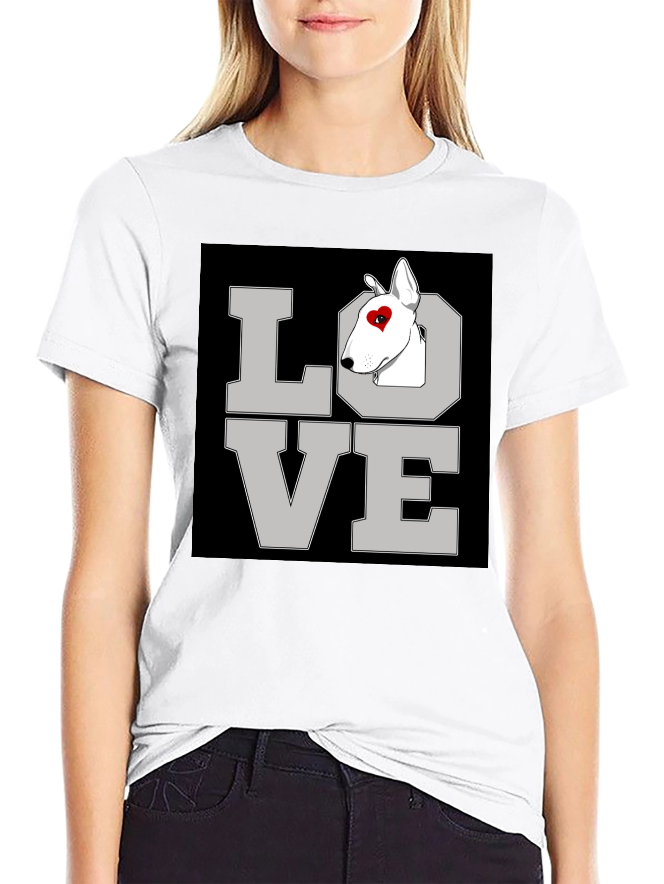 Love Bull Terrier Graphic T-Shirt Black