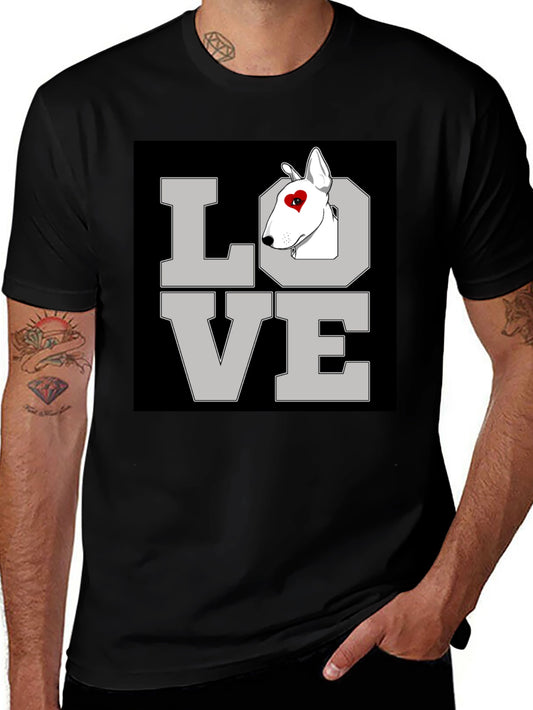Love Bull Terrier Graphic T-Shirt Black
