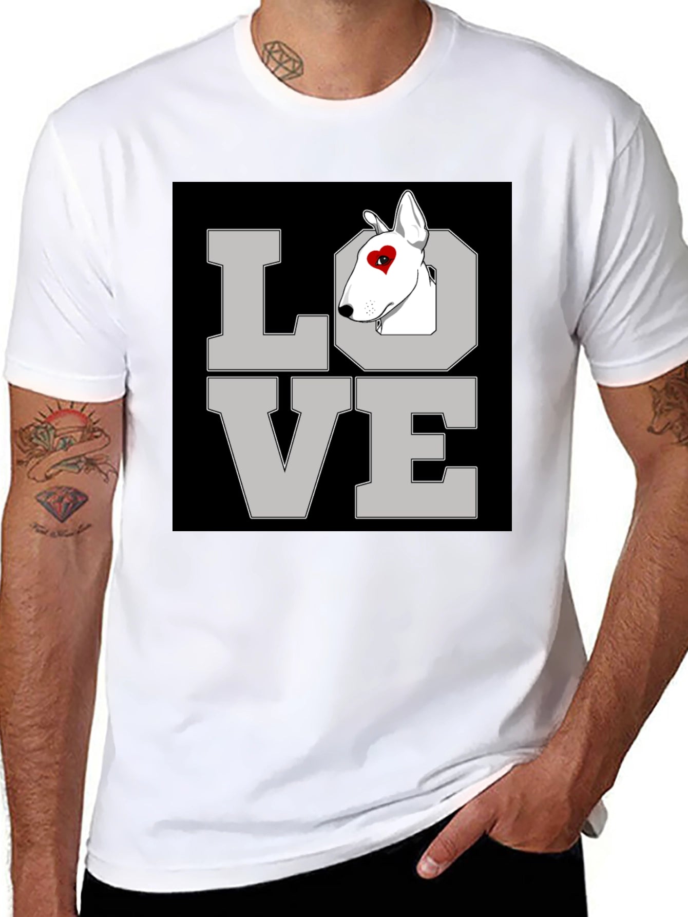 Love Bull Terrier Graphic T-Shirt Black