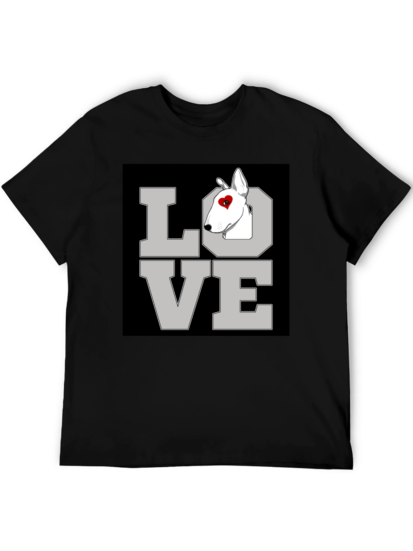 Love Bull Terrier Graphic T-Shirt Black