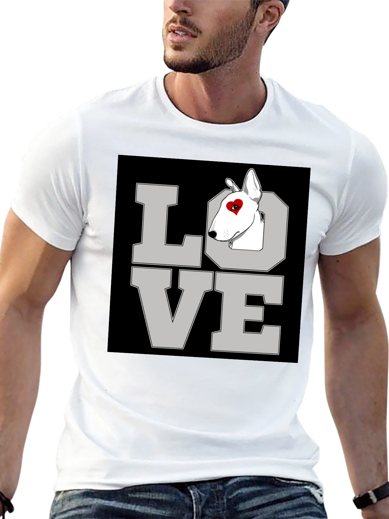 Love Bull Terrier Graphic T-Shirt Black