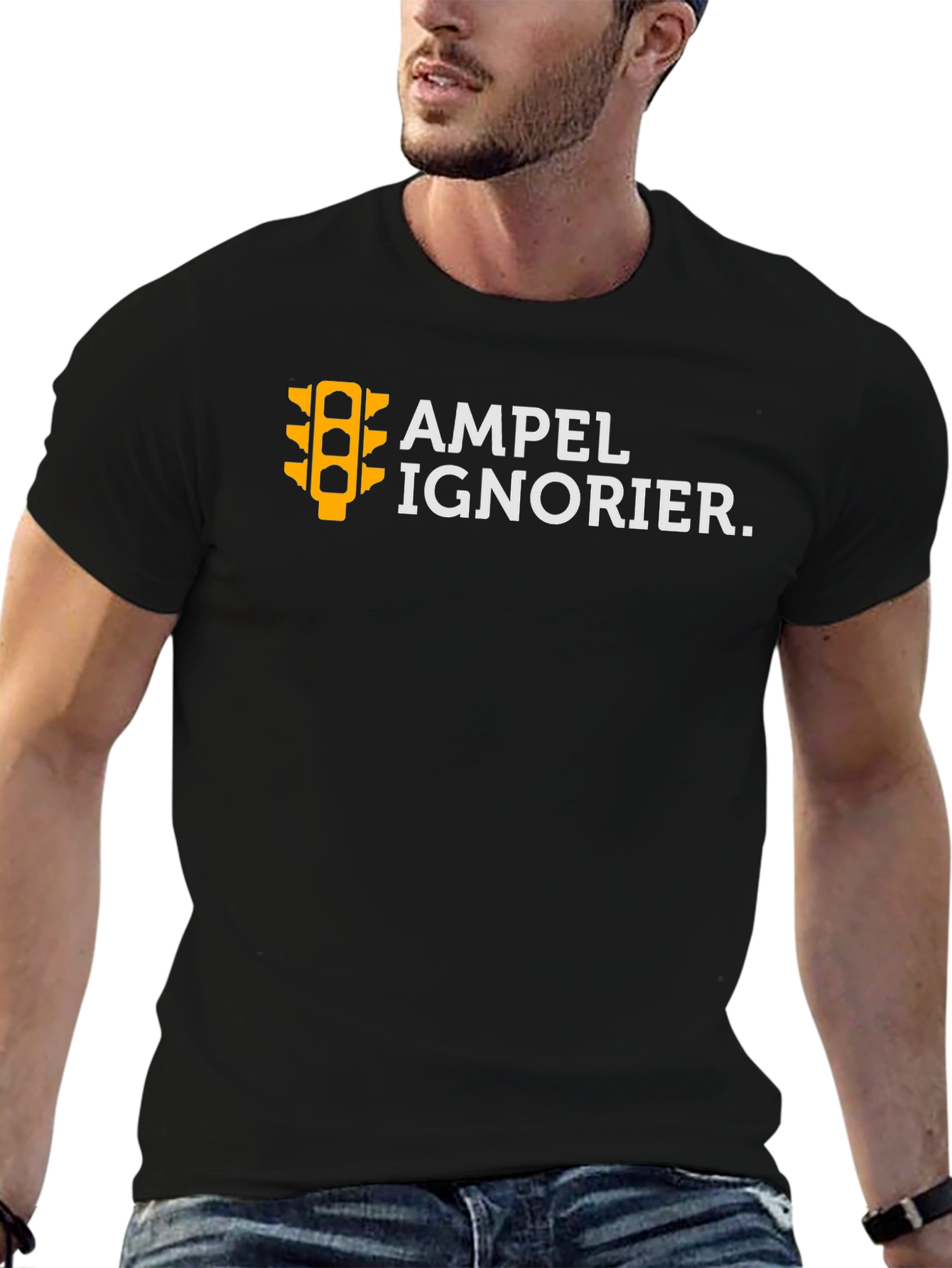 Ampel Ignorier Graphic Tee - Black Cotton T-Shirt