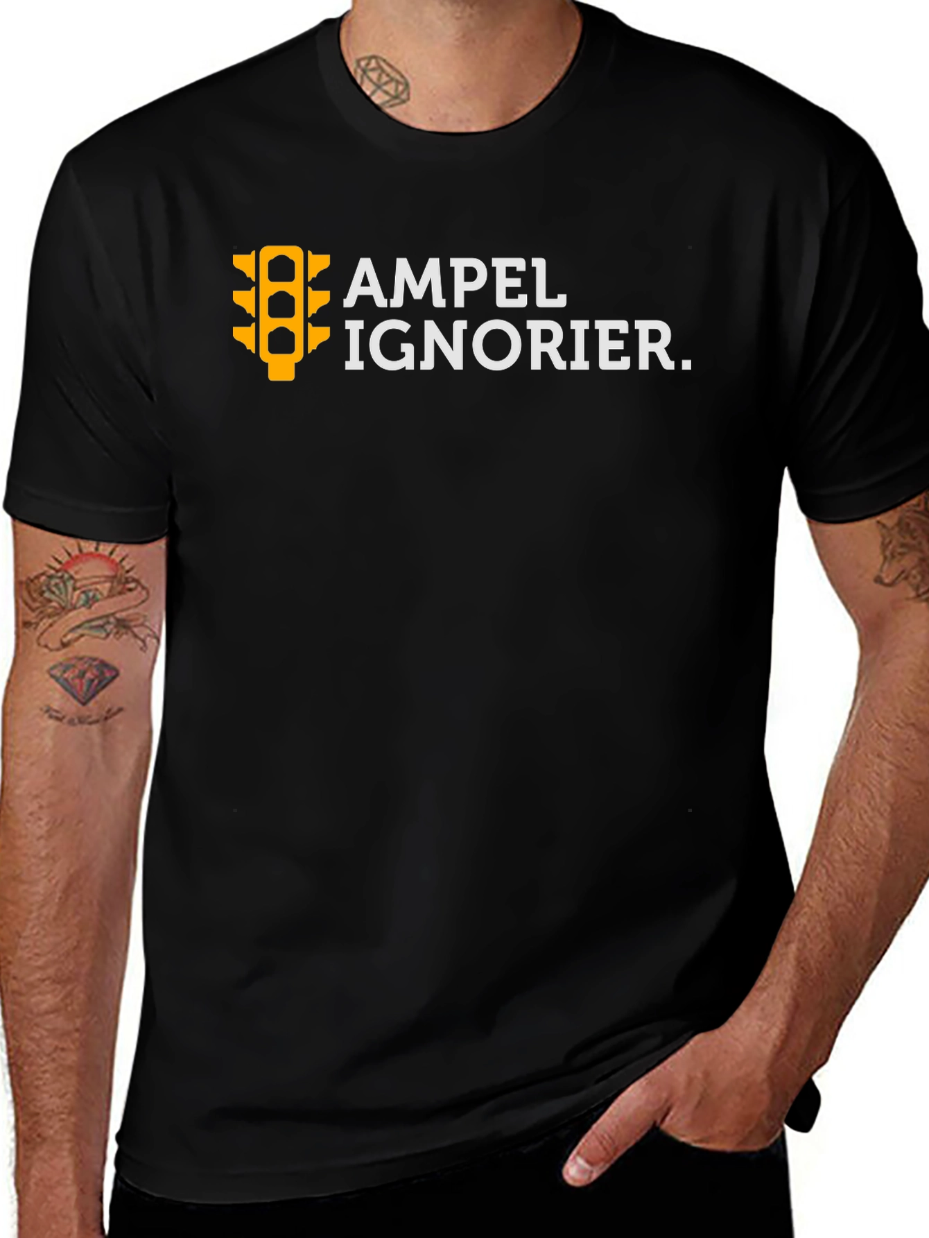 Ampel Ignorier Graphic Tee - Black Cotton T-Shirt