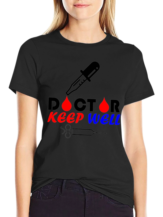 Doctor Keep Well Graphic Tee - Black Cotton Blend Shirt