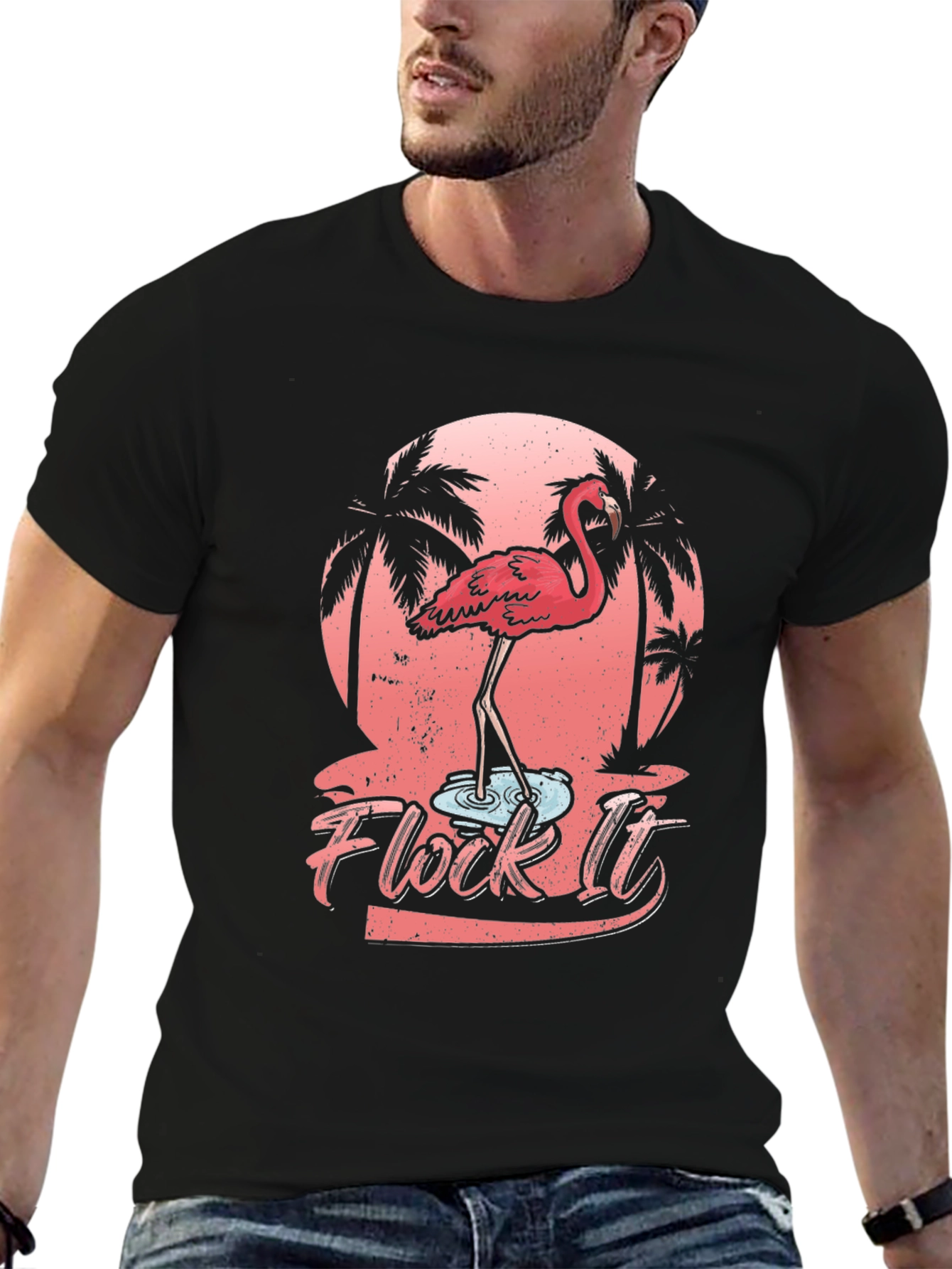 Flock It Flamingo Graphic T-Shirt - Tropical Black Tee