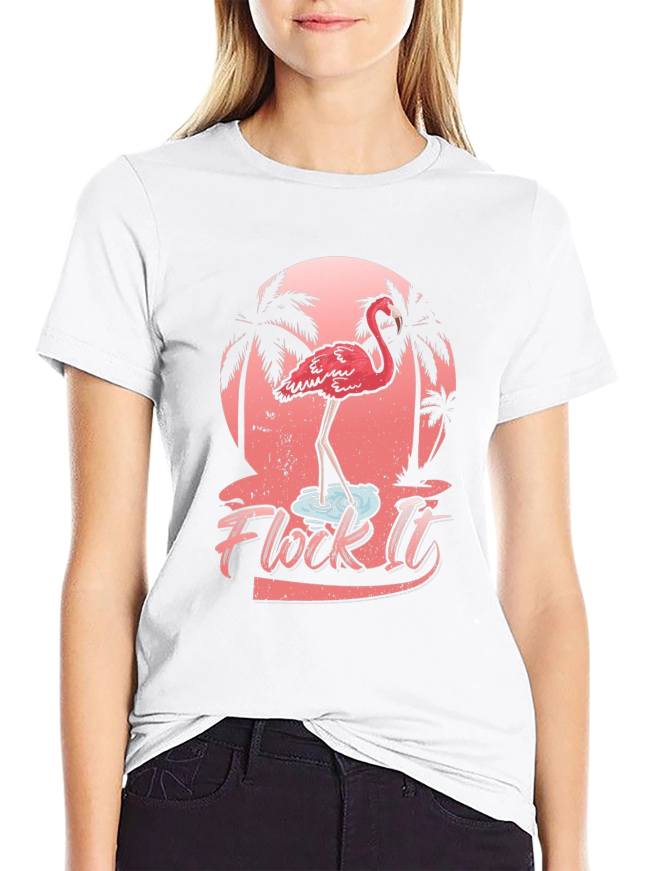 Flock It Flamingo Graphic T-Shirt - Tropical Black Tee