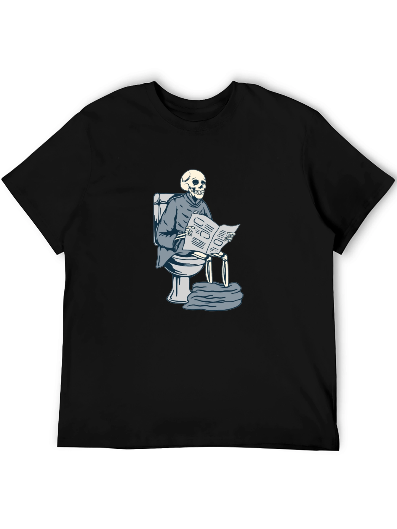 Skeleton on Toilet Reading T-Shirt