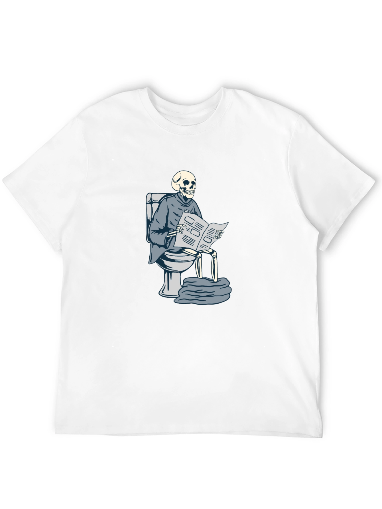 Skeleton on Toilet Reading T-Shirt