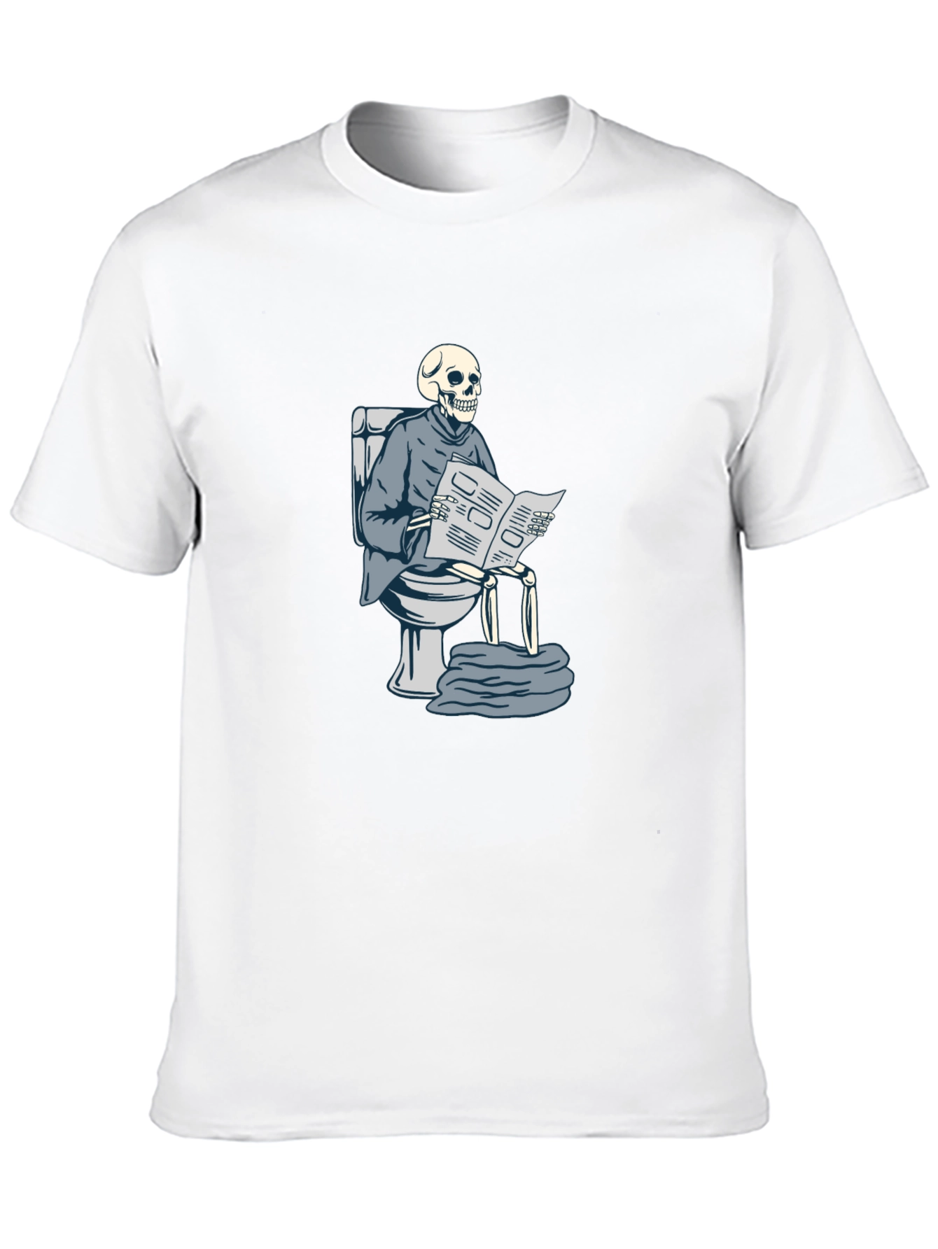 Skeleton on Toilet Reading T-Shirt