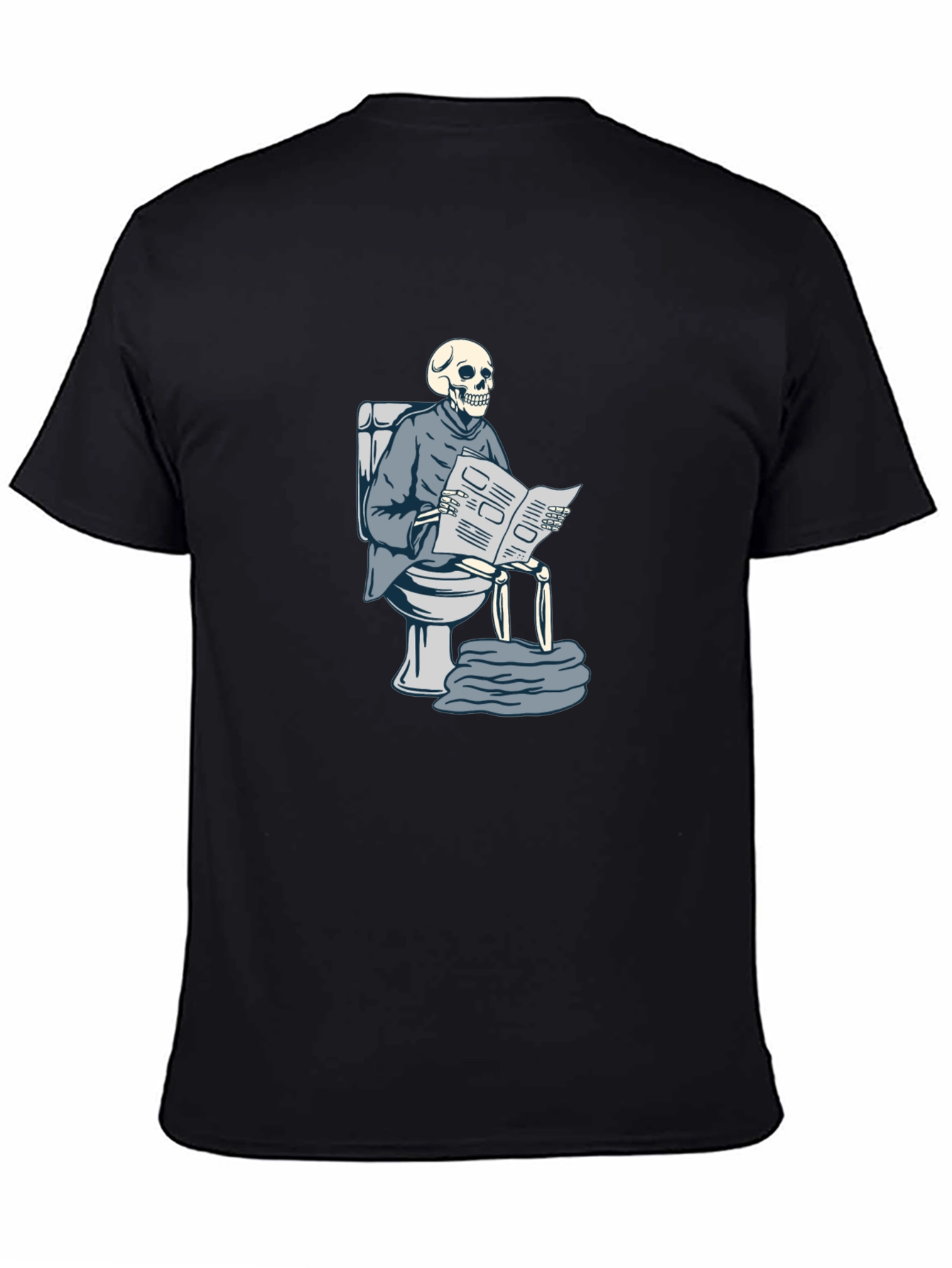 Skeleton on Toilet Reading T-Shirt