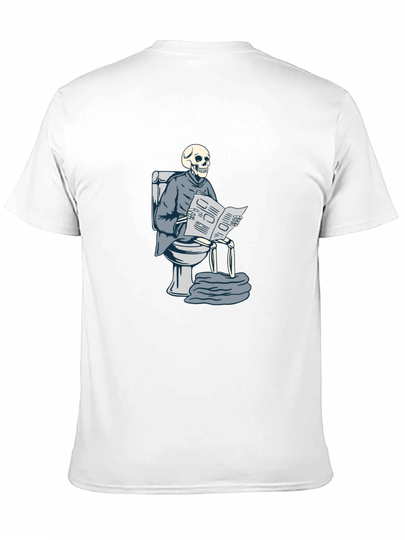 Skeleton on Toilet Reading T-Shirt