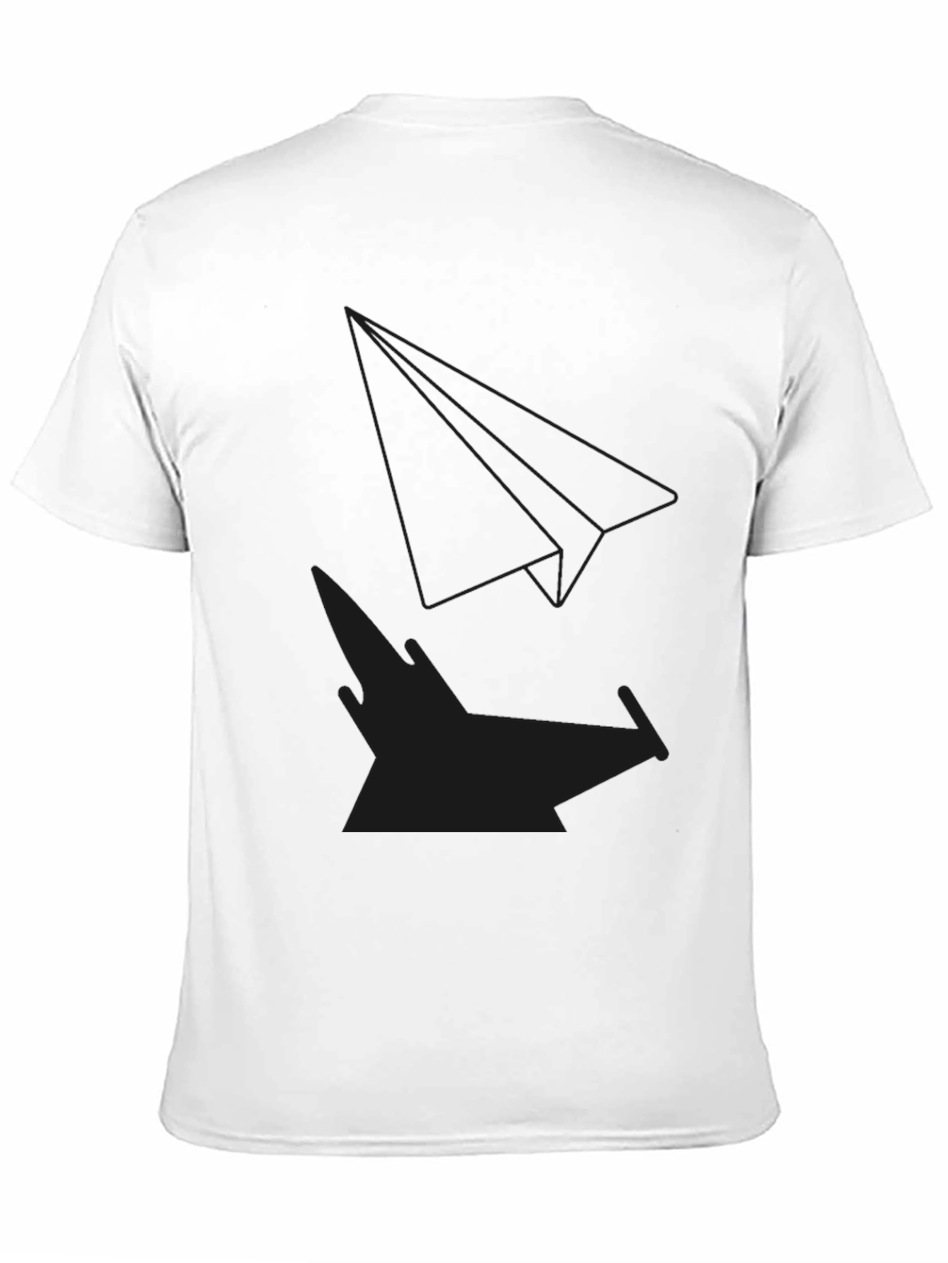 Modern Black T-Shirt with Paper Plane Design