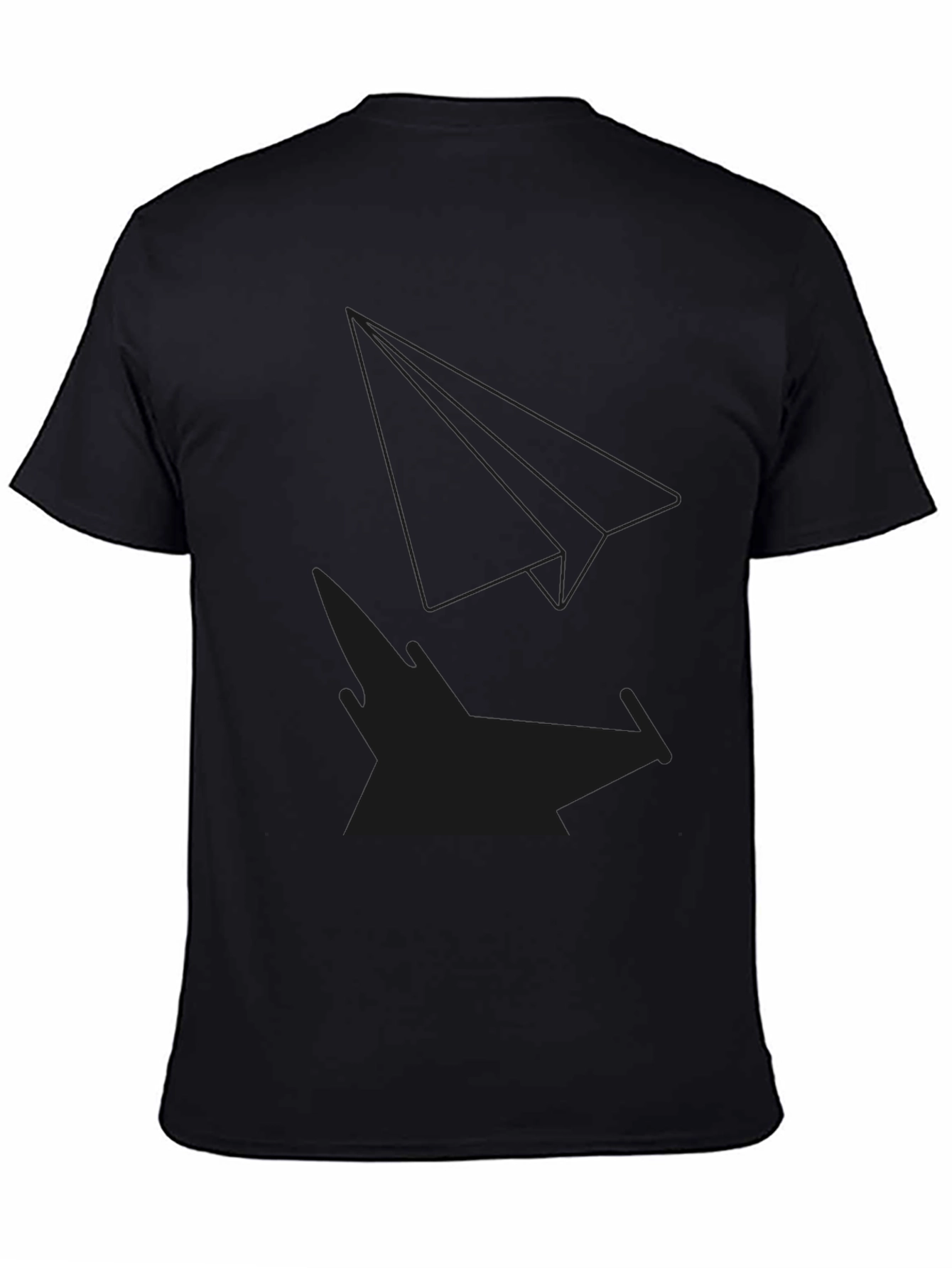 Modern Black T-Shirt with Paper Plane Design
