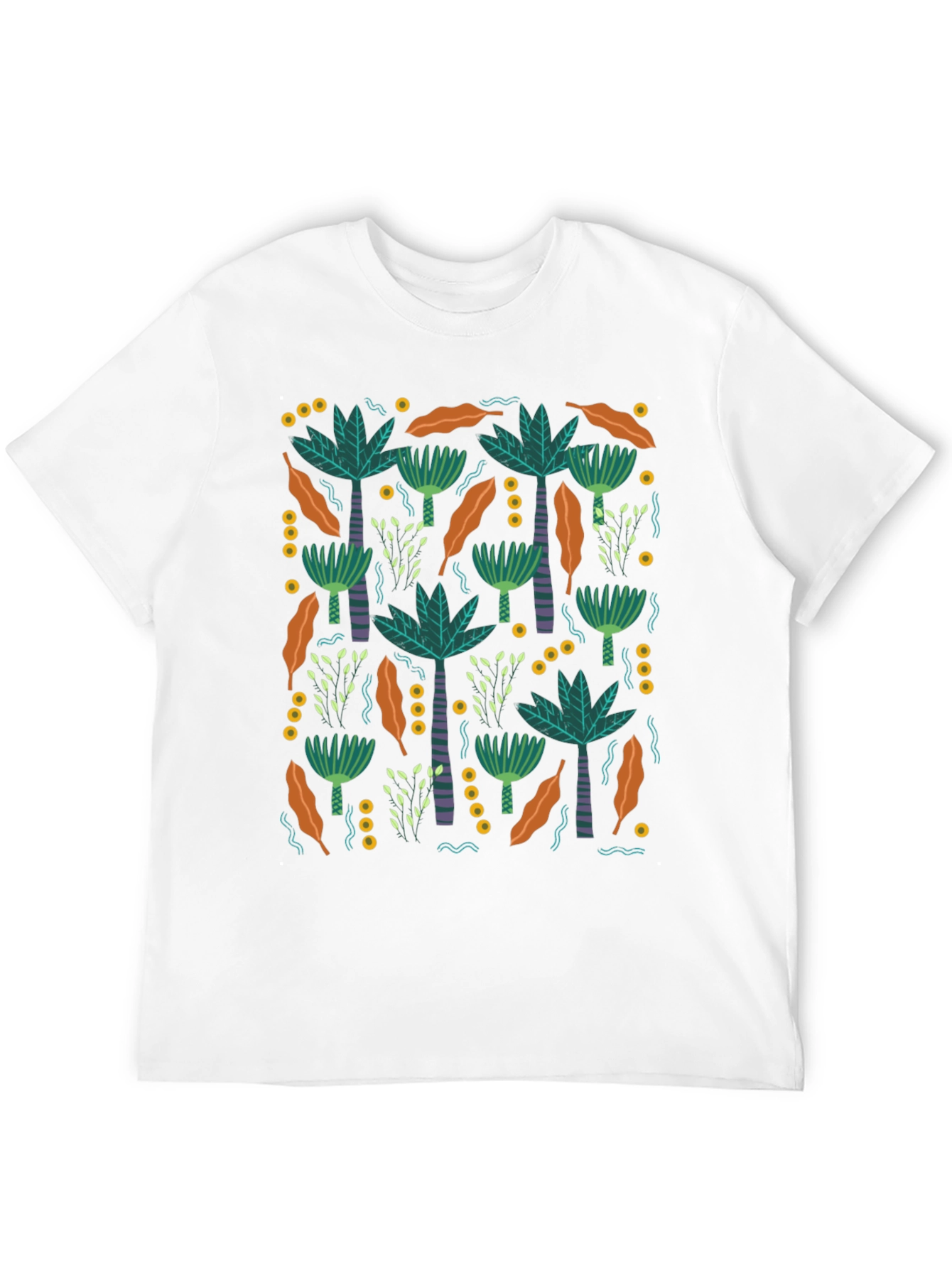Tropical Palm Tree Pattern Black T-Shirt