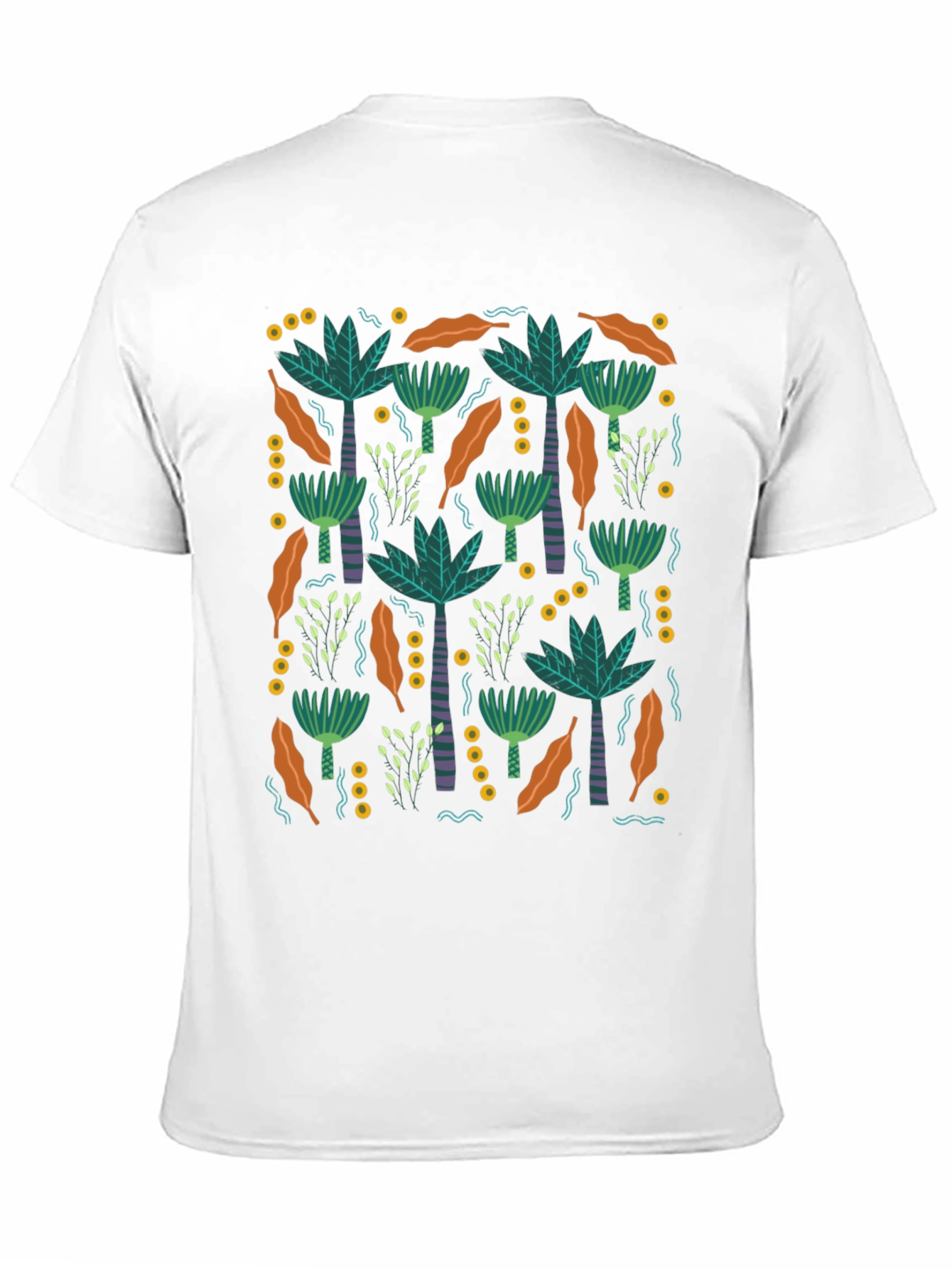 Tropical Palm Tree Pattern Black T-Shirt
