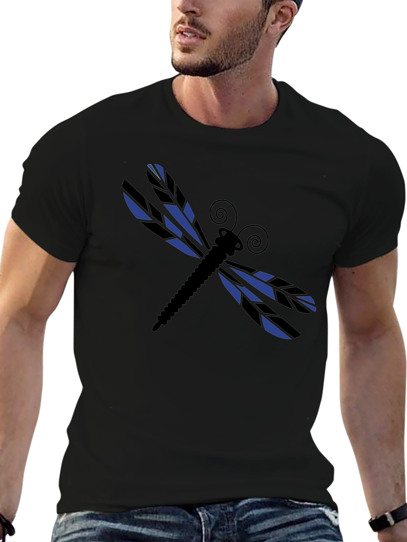Dragonfly Graphic Tee - Stylish Black Cotton T-Shirt