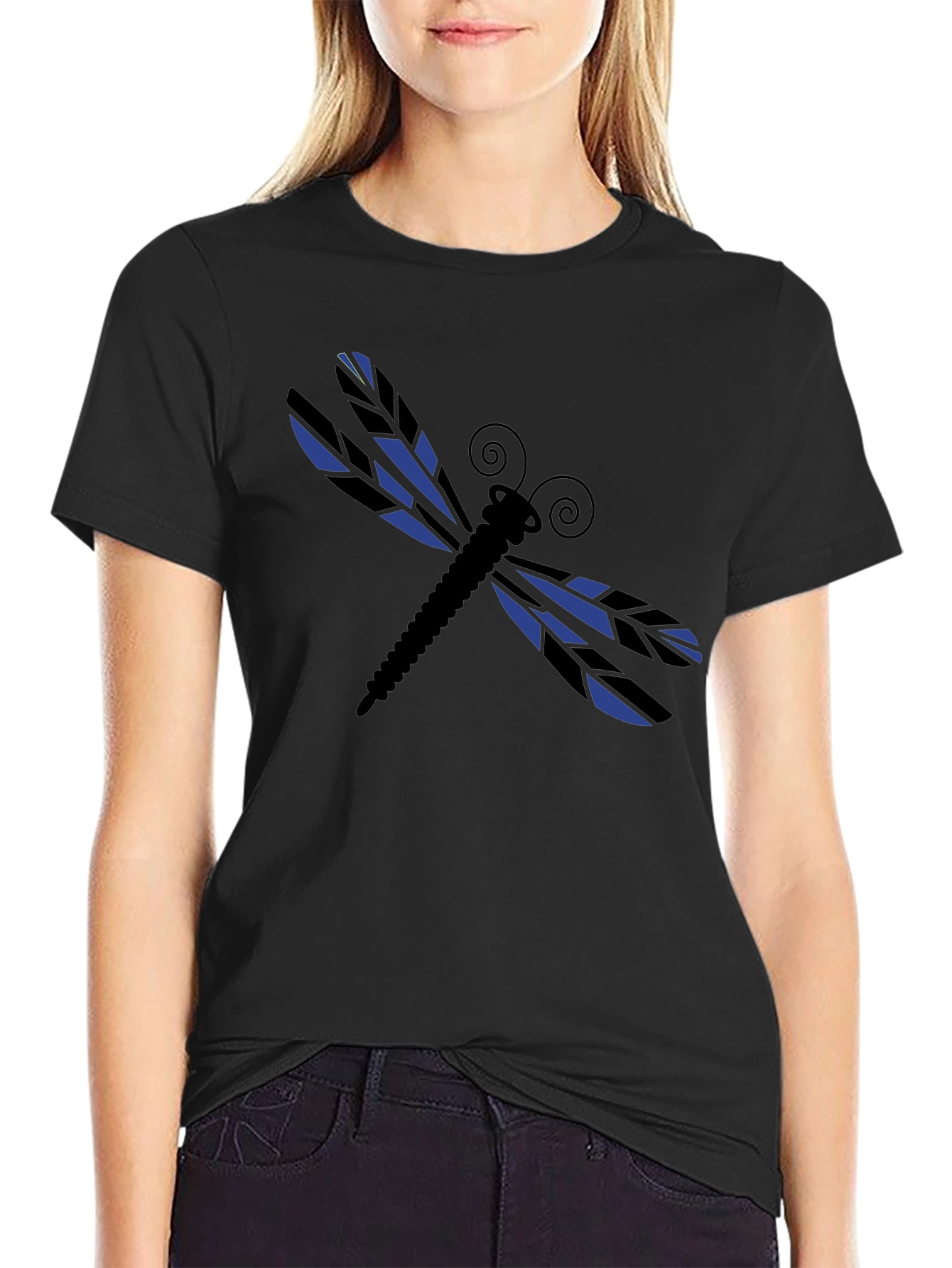 Dragonfly Graphic Tee - Stylish Black Cotton T-Shirt