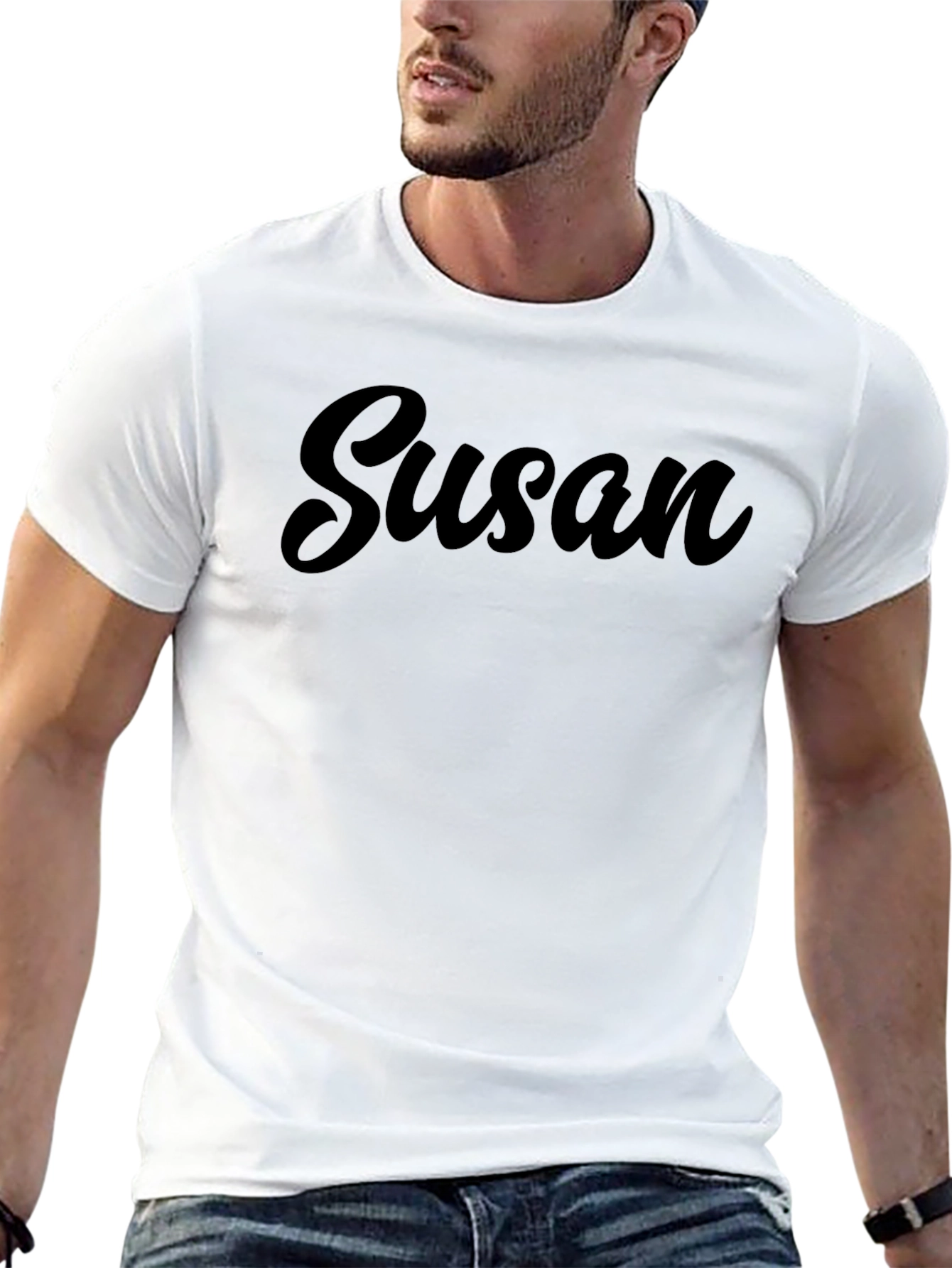 Personalized Susan Black Cotton T-Shirt