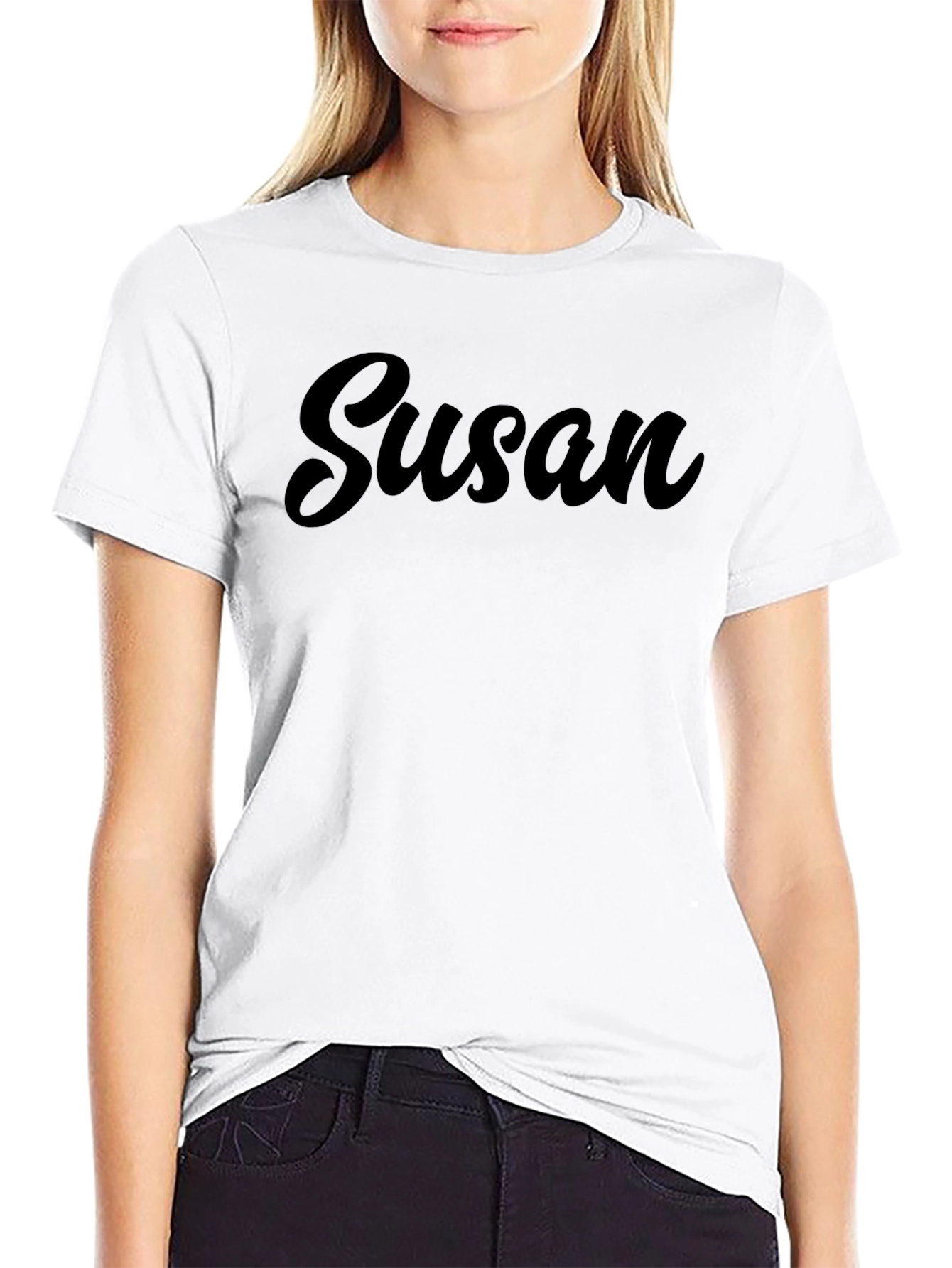 Personalized Susan Black Cotton T-Shirt