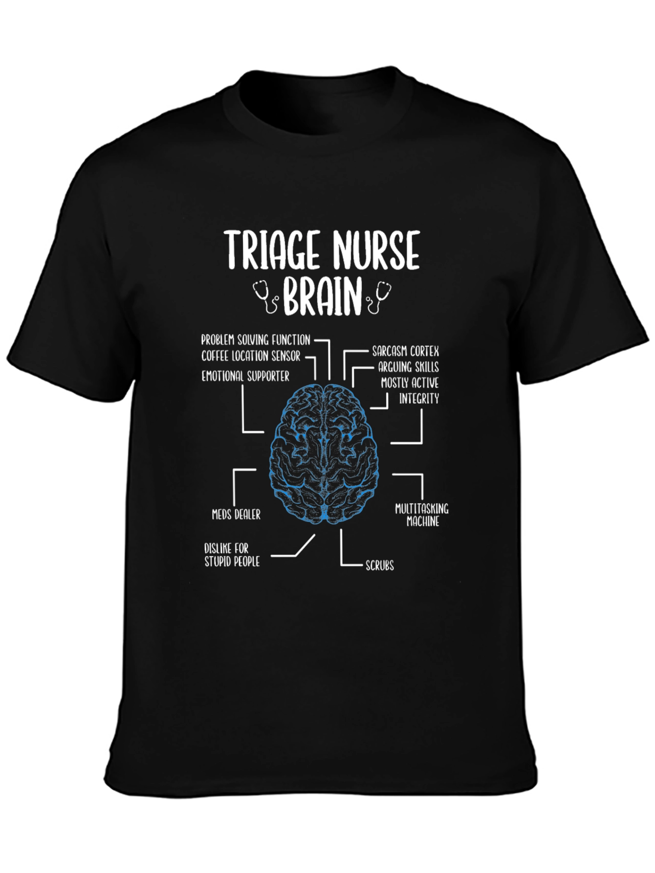 Triage Nurse Brain Anatomy T-Shirt - Funny Nurse Gift