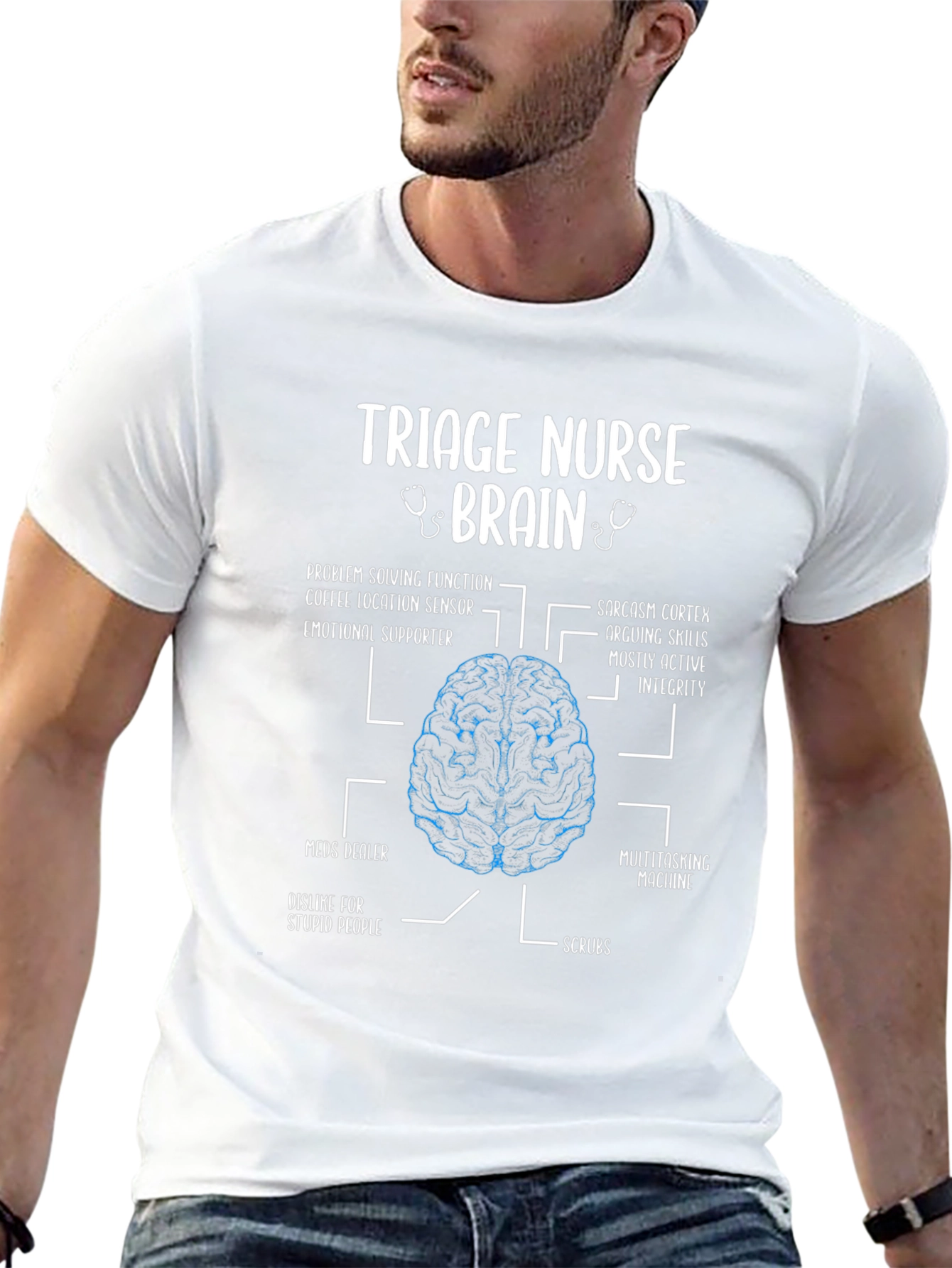 Triage Nurse Brain Anatomy T-Shirt - Funny Nurse Gift