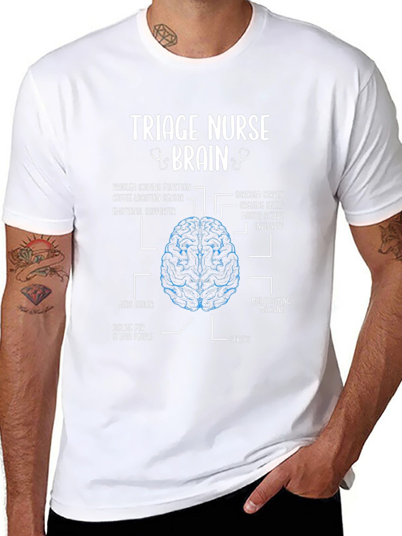 Triage Nurse Brain Anatomy T-Shirt - Funny Nurse Gift