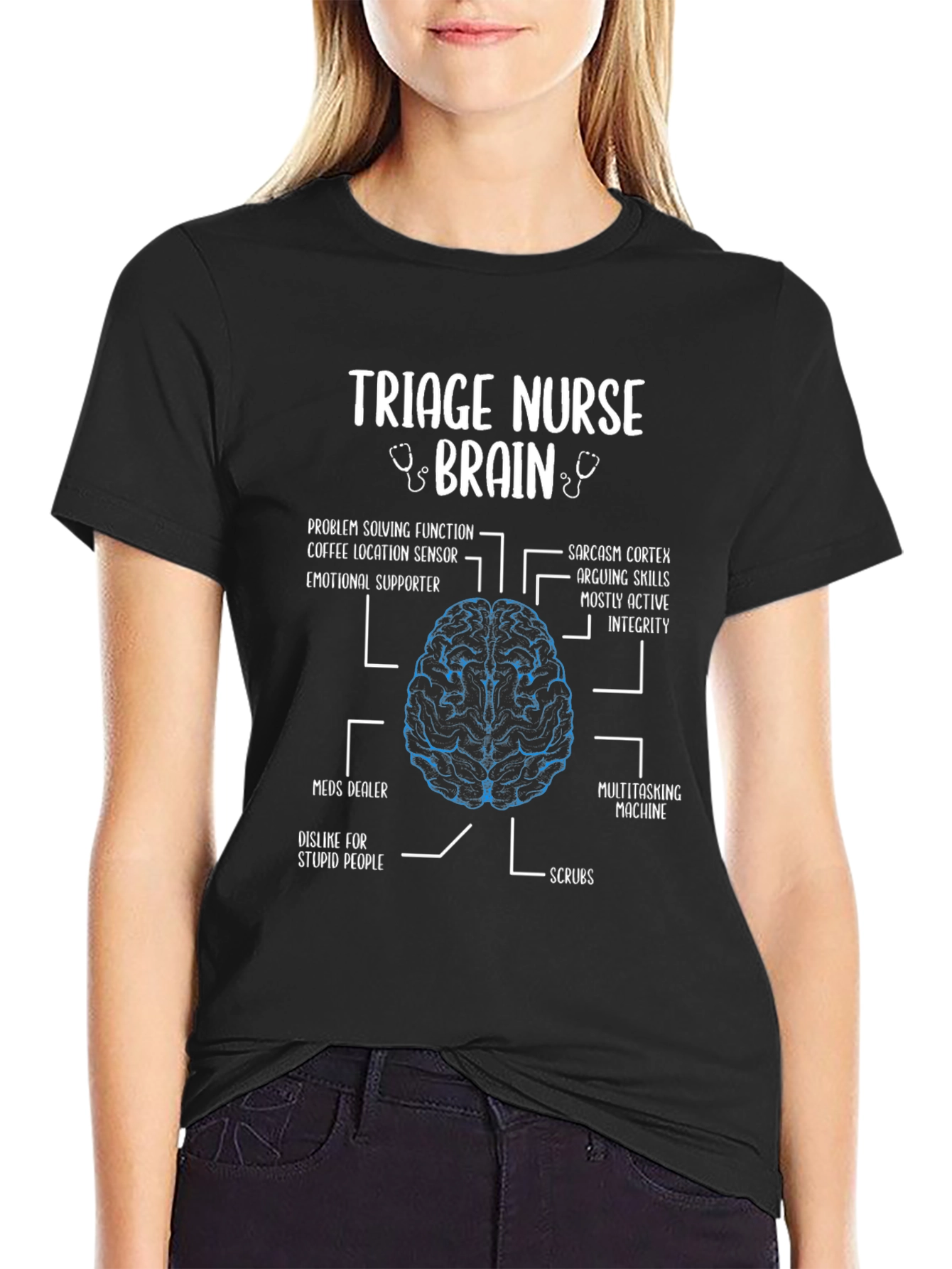 Triage Nurse Brain Anatomy T-Shirt - Funny Nurse Gift