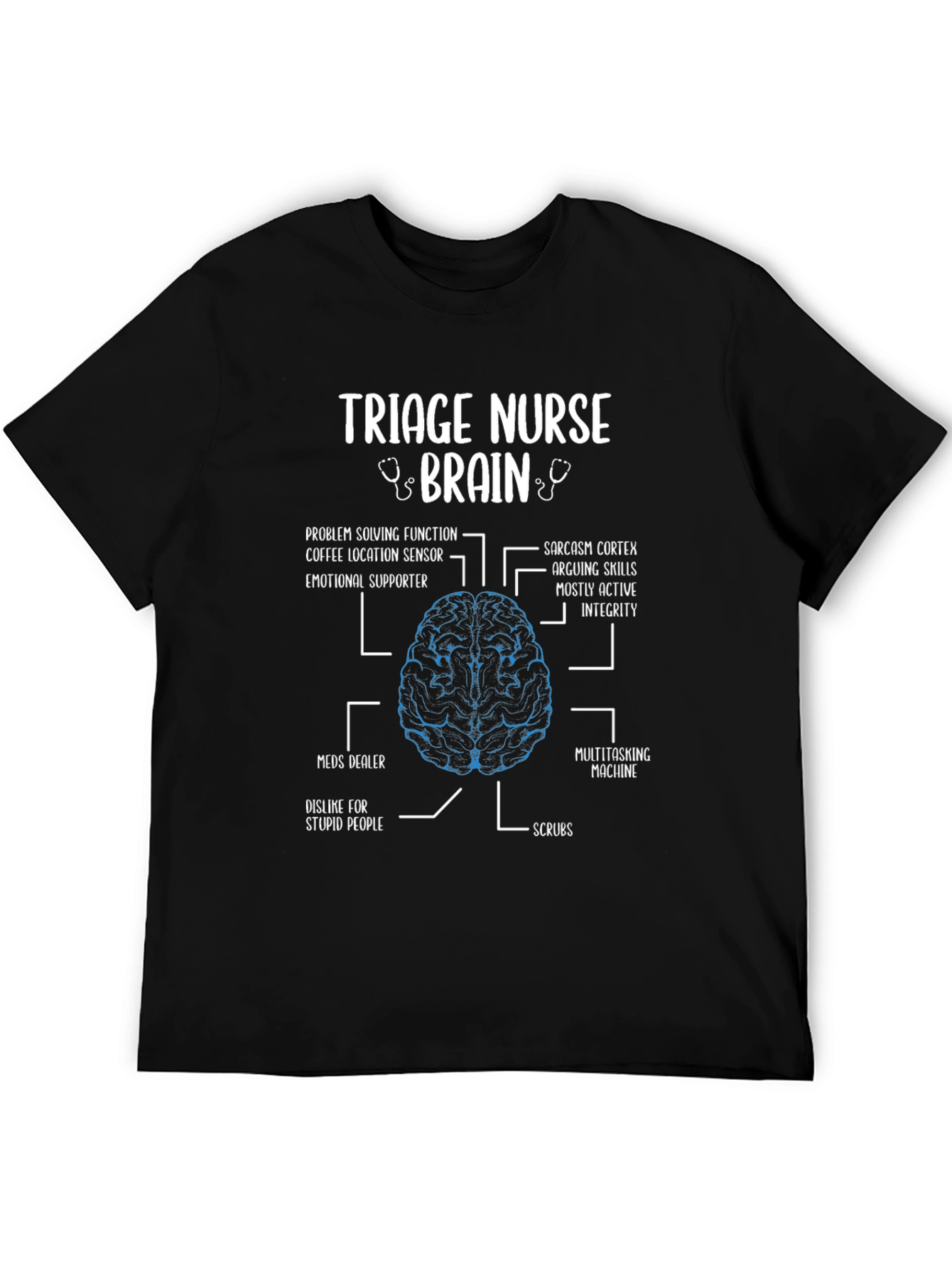 Triage Nurse Brain Anatomy T-Shirt - Funny Nurse Gift