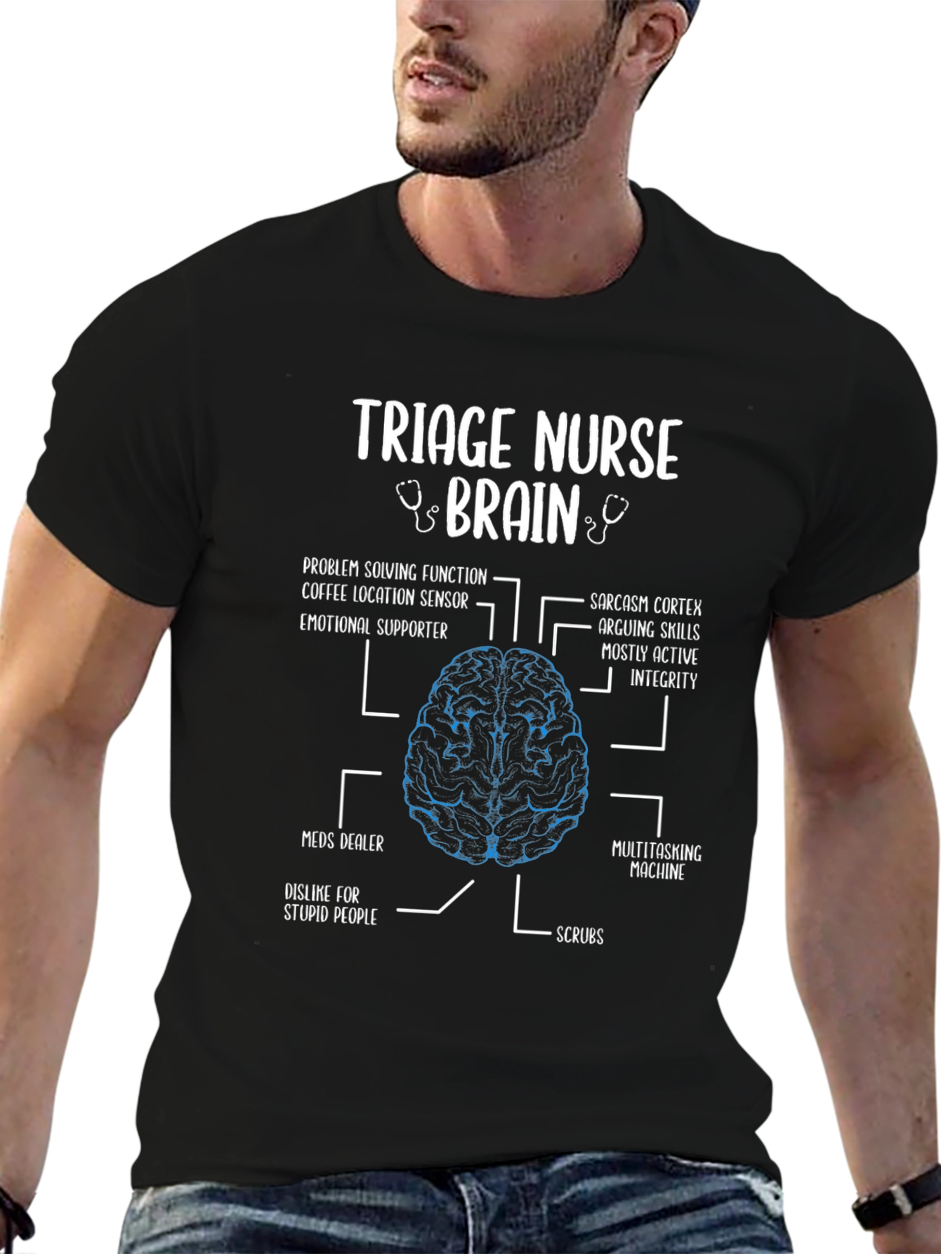 Triage Nurse Brain Anatomy T-Shirt - Funny Nurse Gift