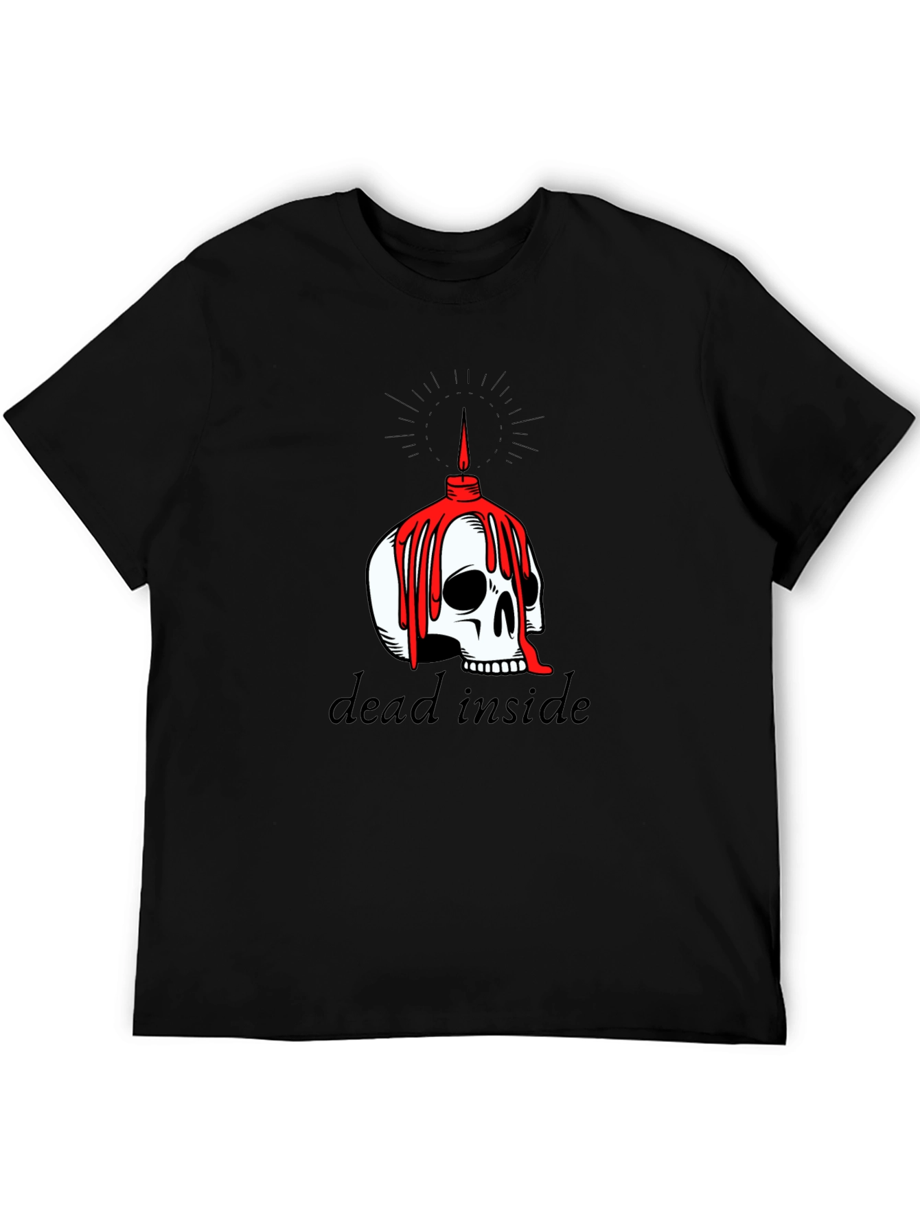 Dead Inside Skull Candle Graphic Tee - Black