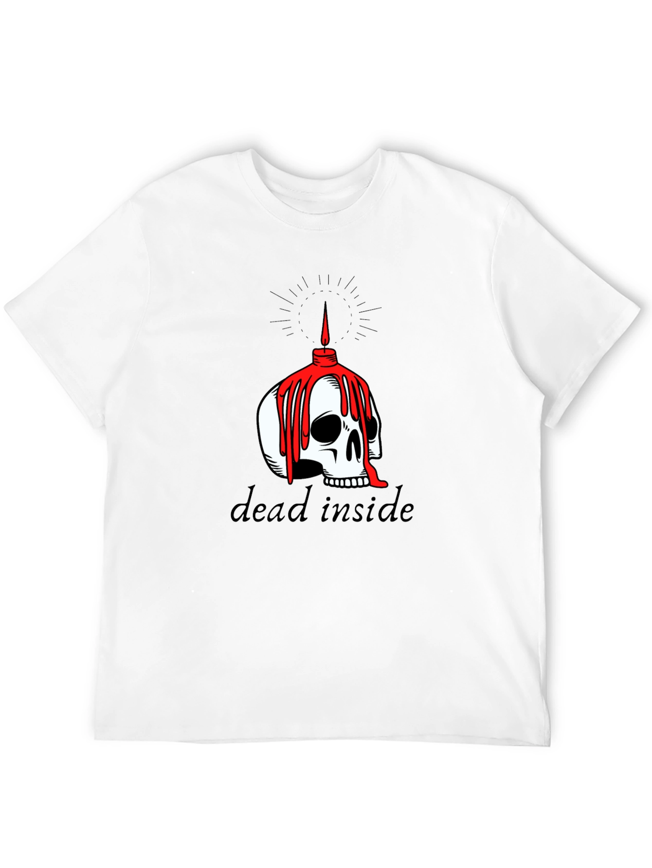 Dead Inside Skull Candle Graphic Tee - Black