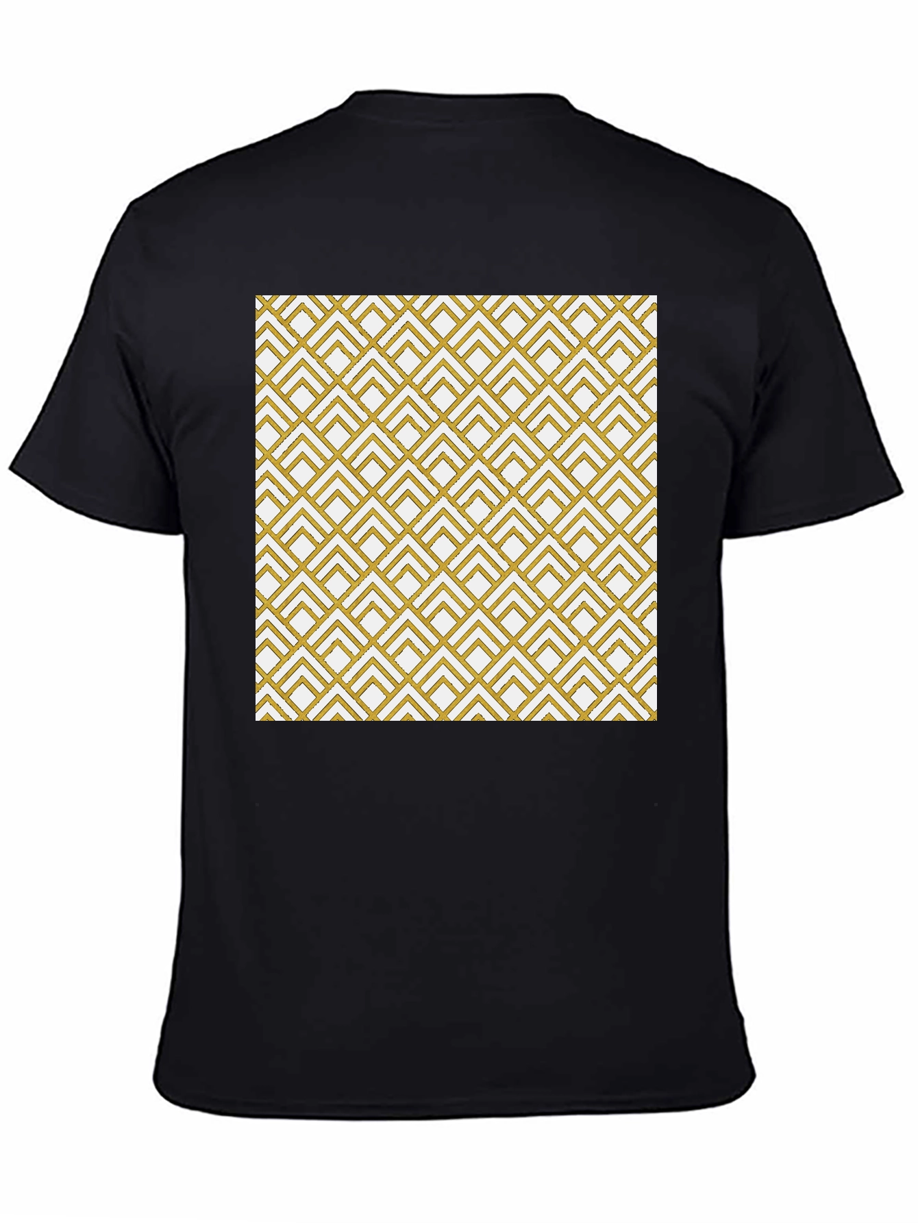 Geometric Gold Pattern Black T-Shirt