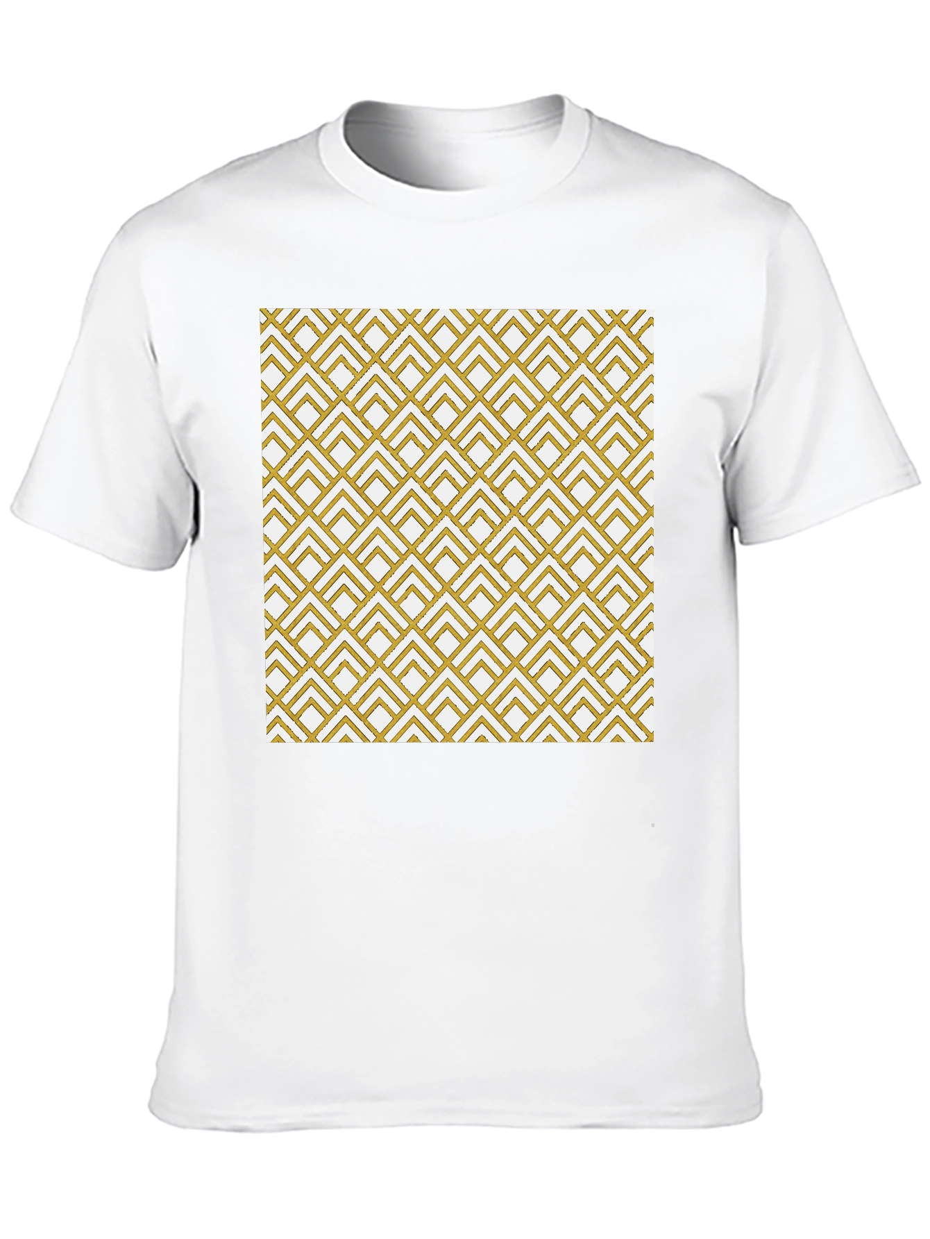 Geometric Gold Pattern Black T-Shirt