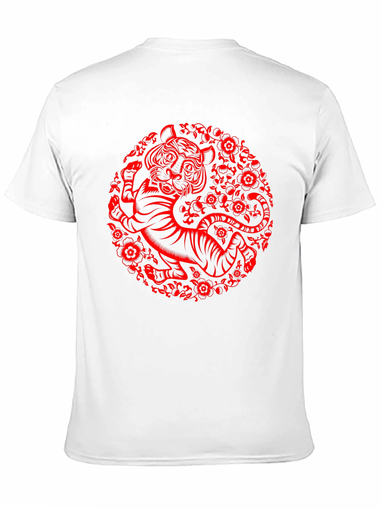 Tiger Graphic T-Shirt - Red Print on Black Cotton