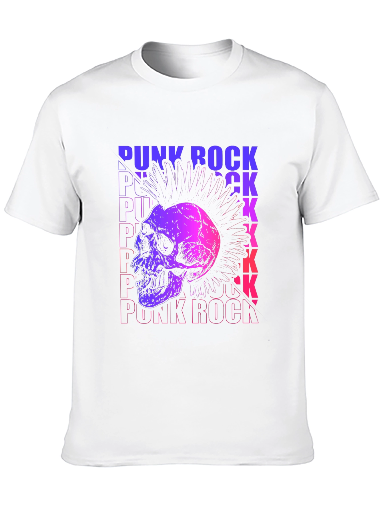 Punk Rock Skull Graphic Tee - Mens Black T-Shirt