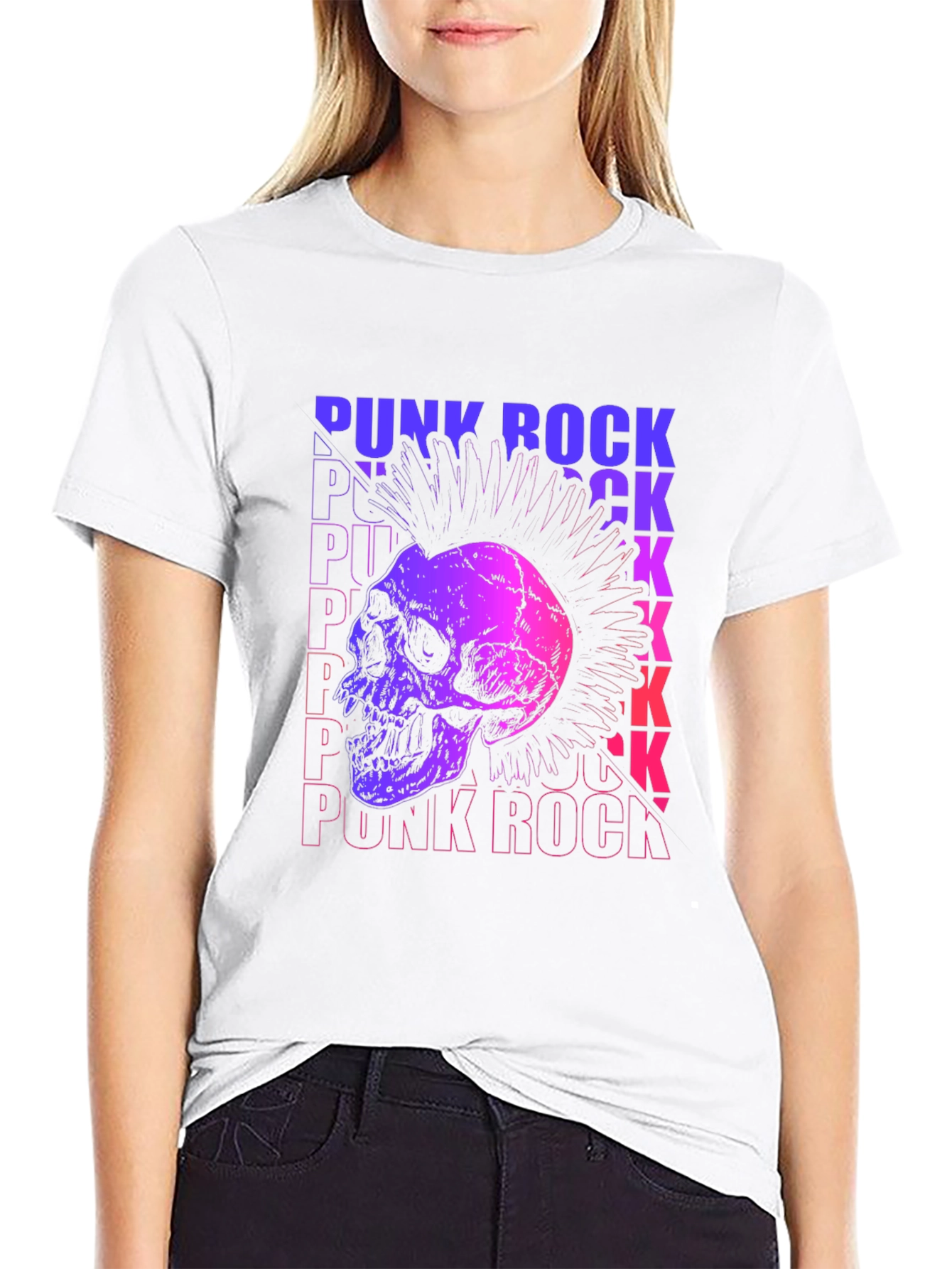 Punk Rock Skull Graphic Tee - Mens Black T-Shirt