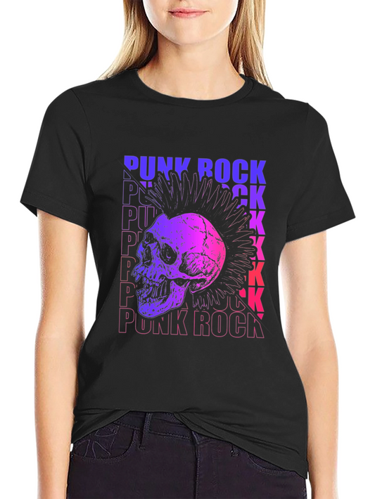 Punk Rock Skull Graphic Tee - Mens Black T-Shirt