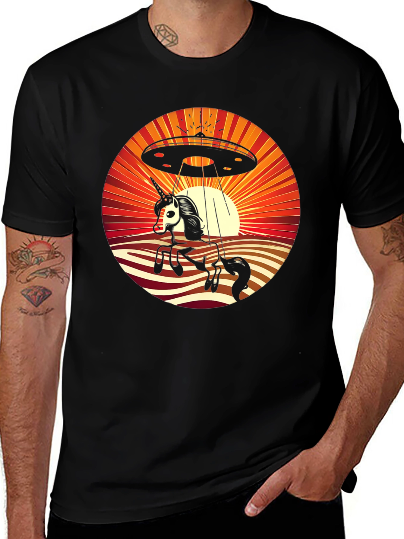 Unicorn UFO Abduction Graphic T-Shirt