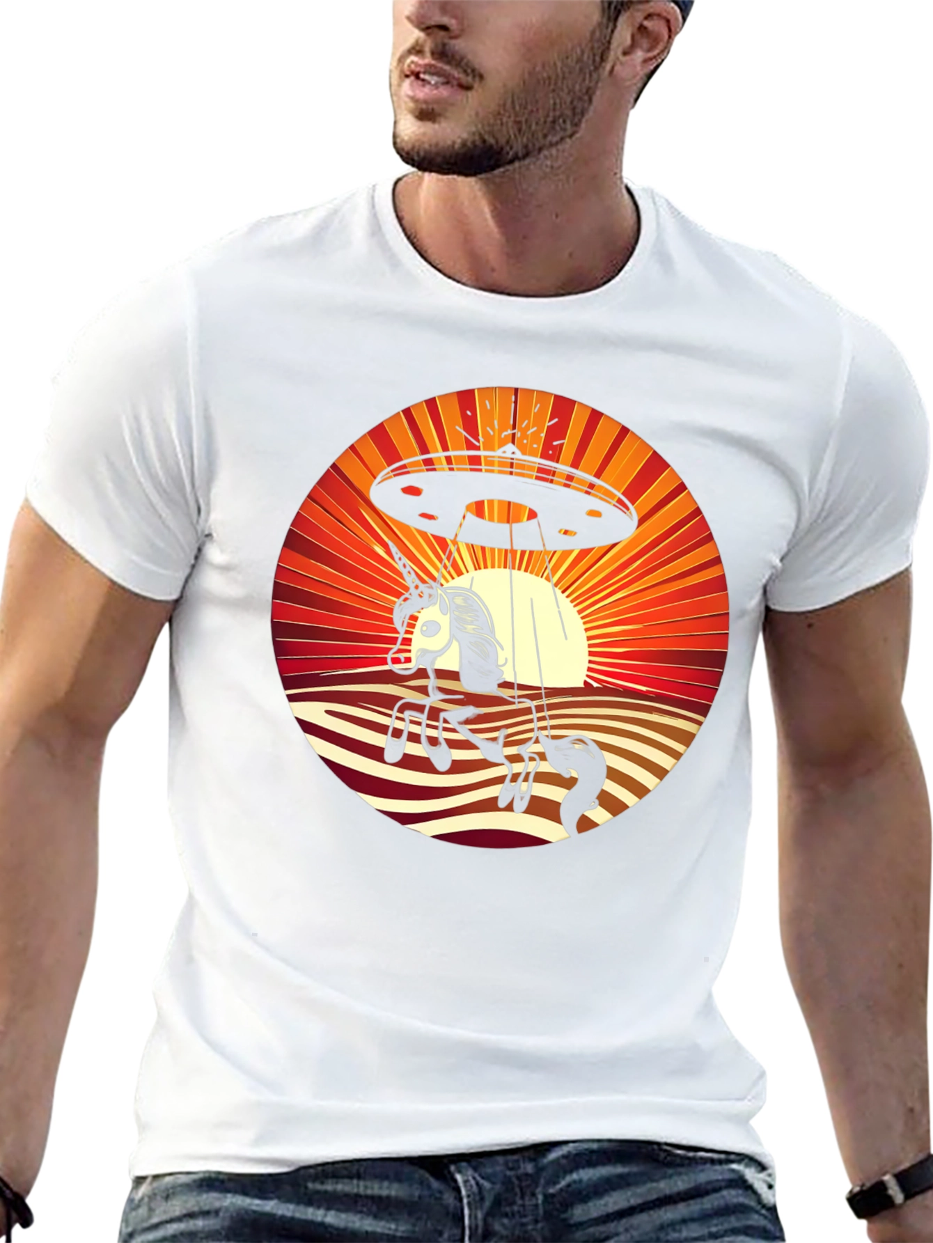Unicorn UFO Abduction Graphic T-Shirt
