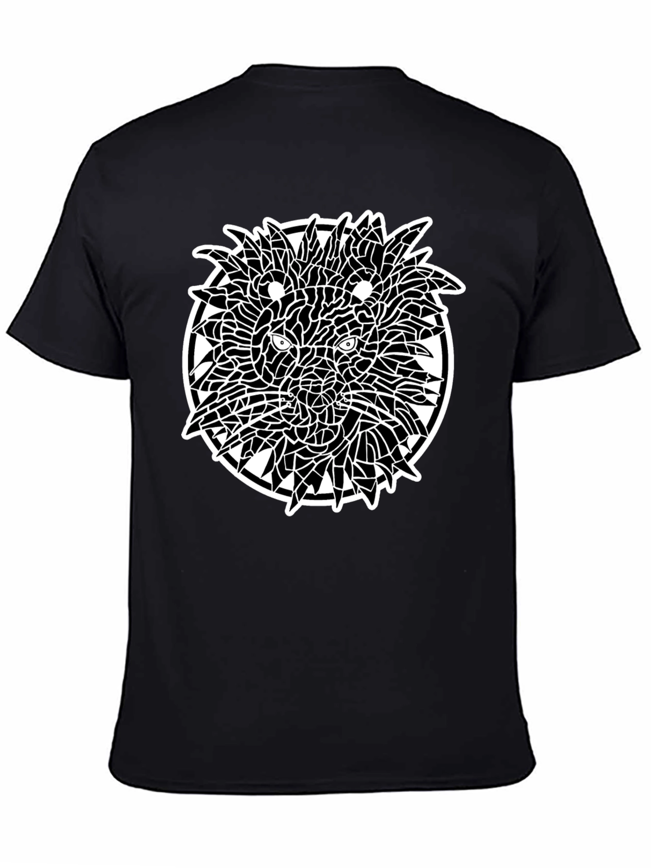 Abstract Lion Graphic Tee - Black
