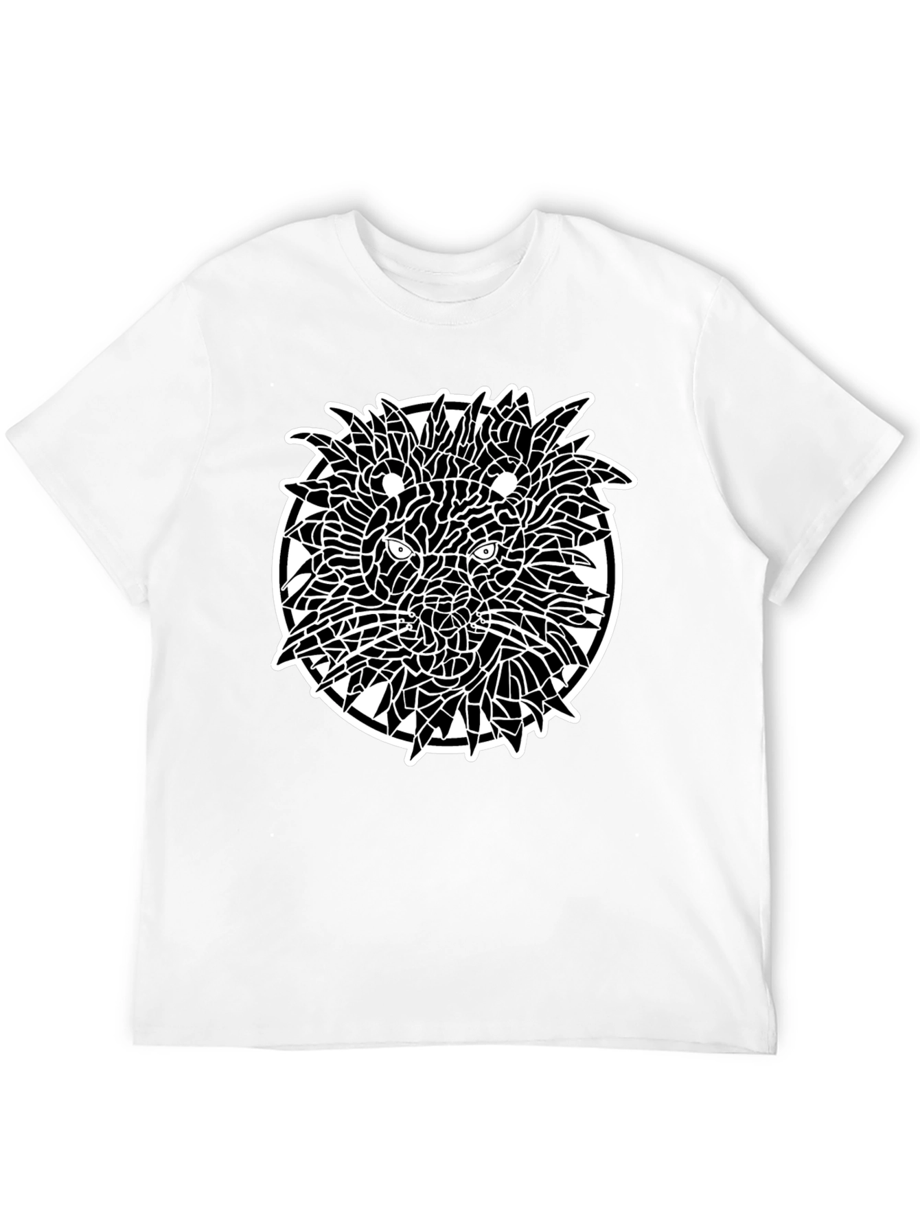 Abstract Lion Graphic Tee - Black