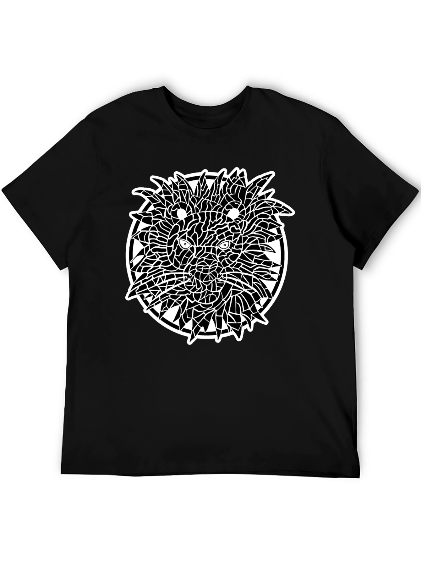 Abstract Lion Graphic Tee - Black
