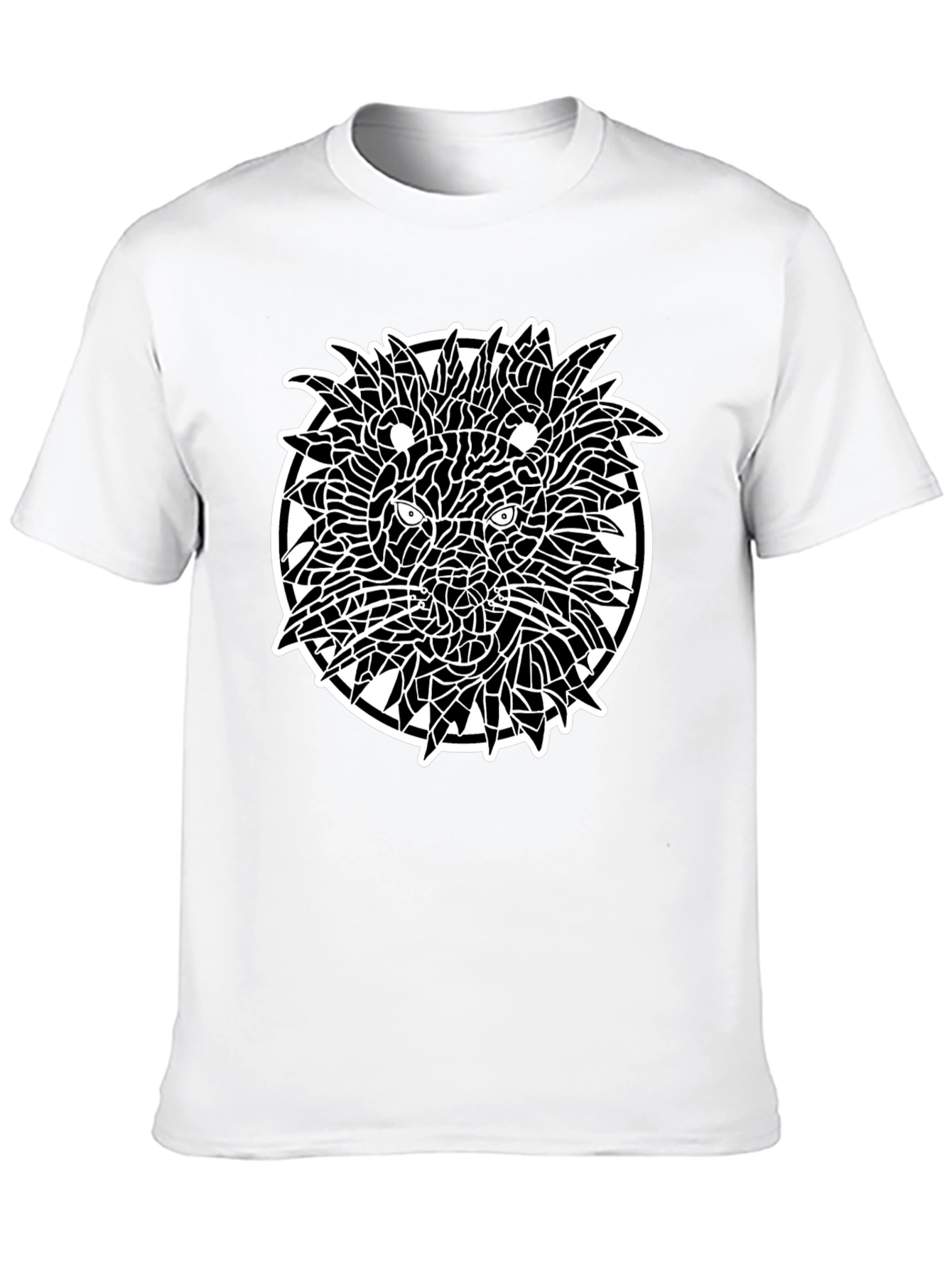 Abstract Lion Graphic Tee - Black