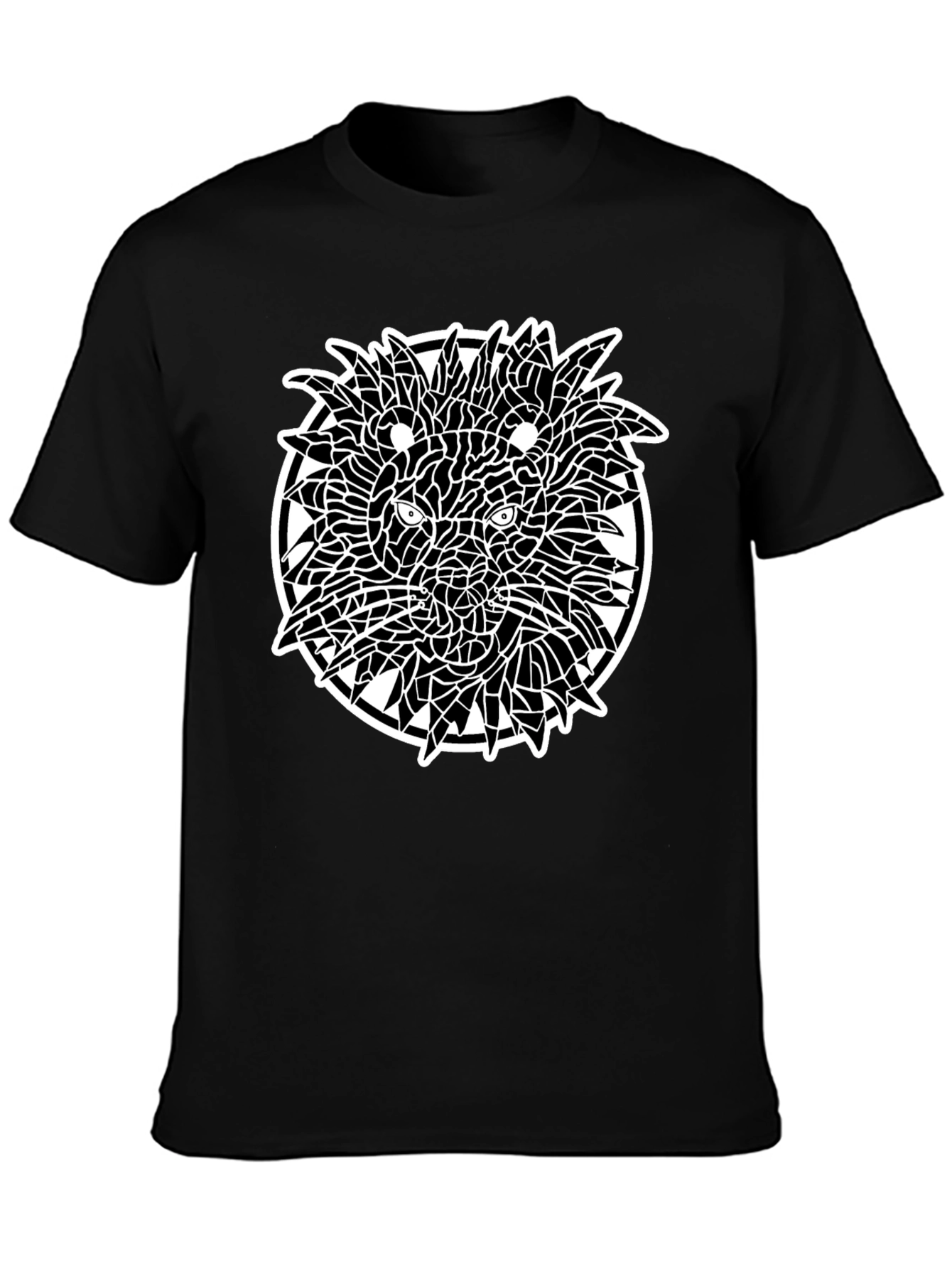 Abstract Lion Graphic Tee - Black