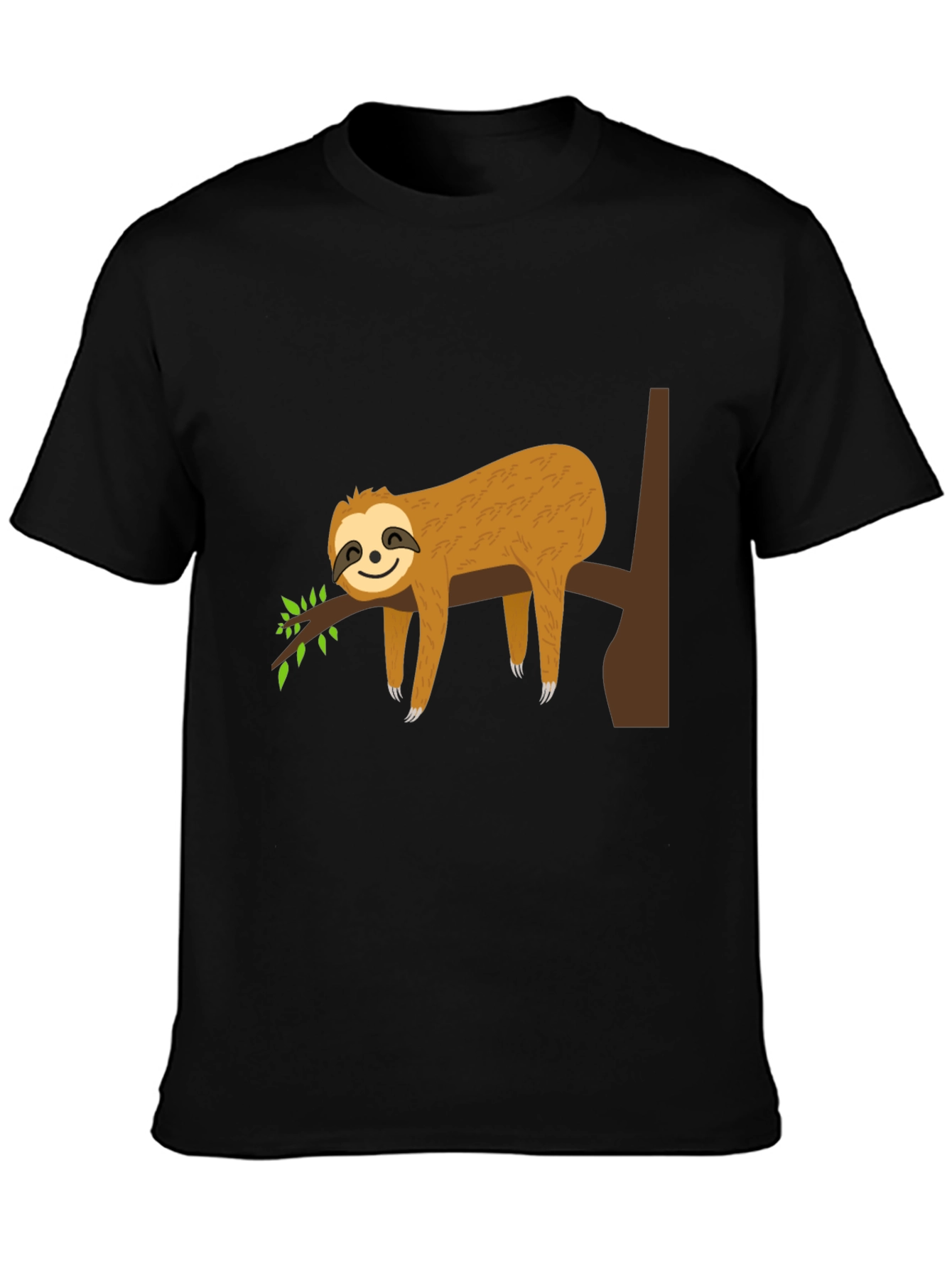 Sloth Life Black Tee - Relaxed Cartoon Sloth
