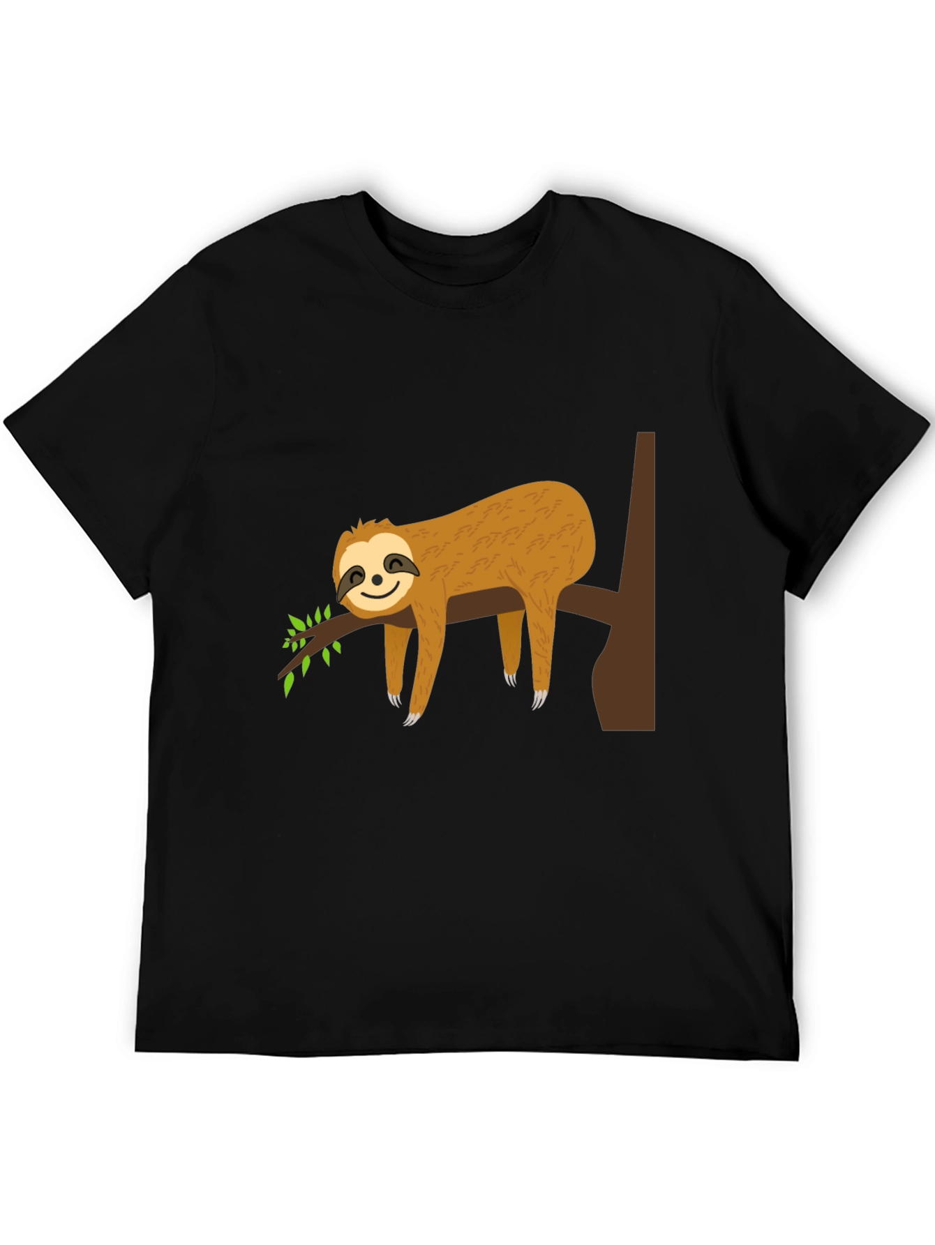 Sloth Life Black Tee - Relaxed Cartoon Sloth