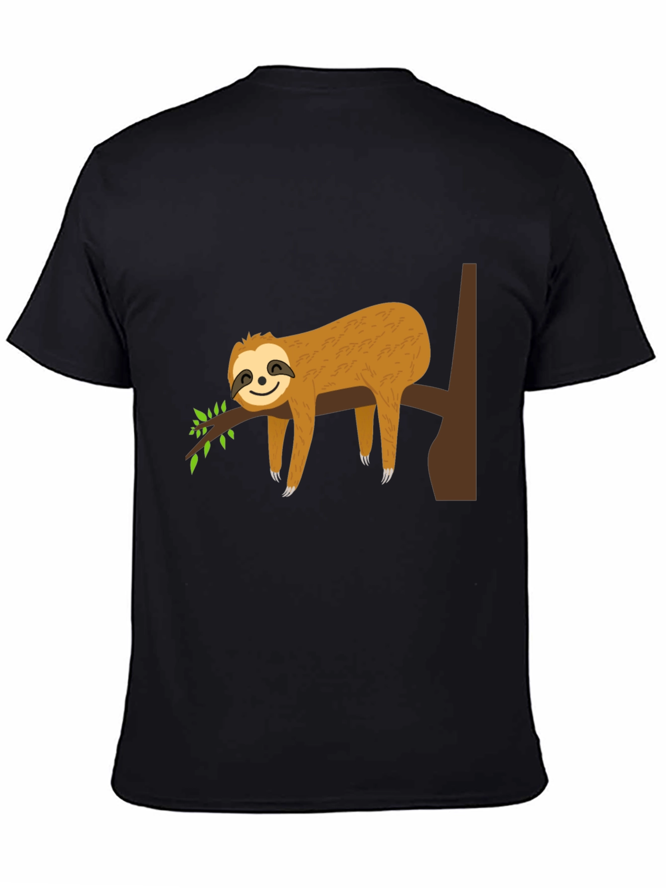 Sloth Life Black Tee - Relaxed Cartoon Sloth