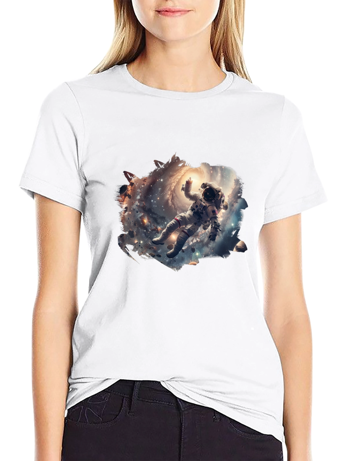 Astronaut Galaxy Graphic T-Shirt - Black