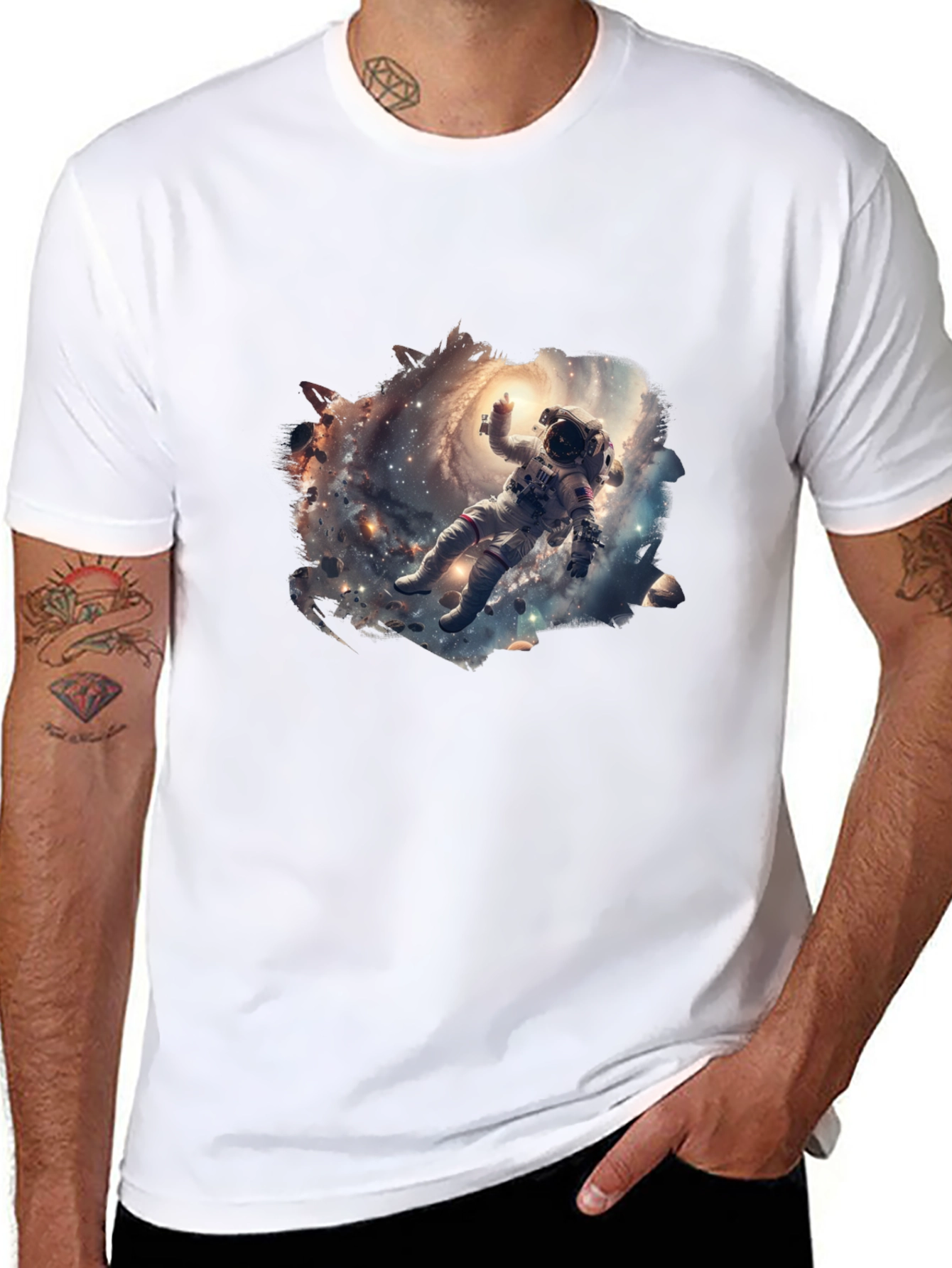 Astronaut Galaxy Graphic T-Shirt - Black